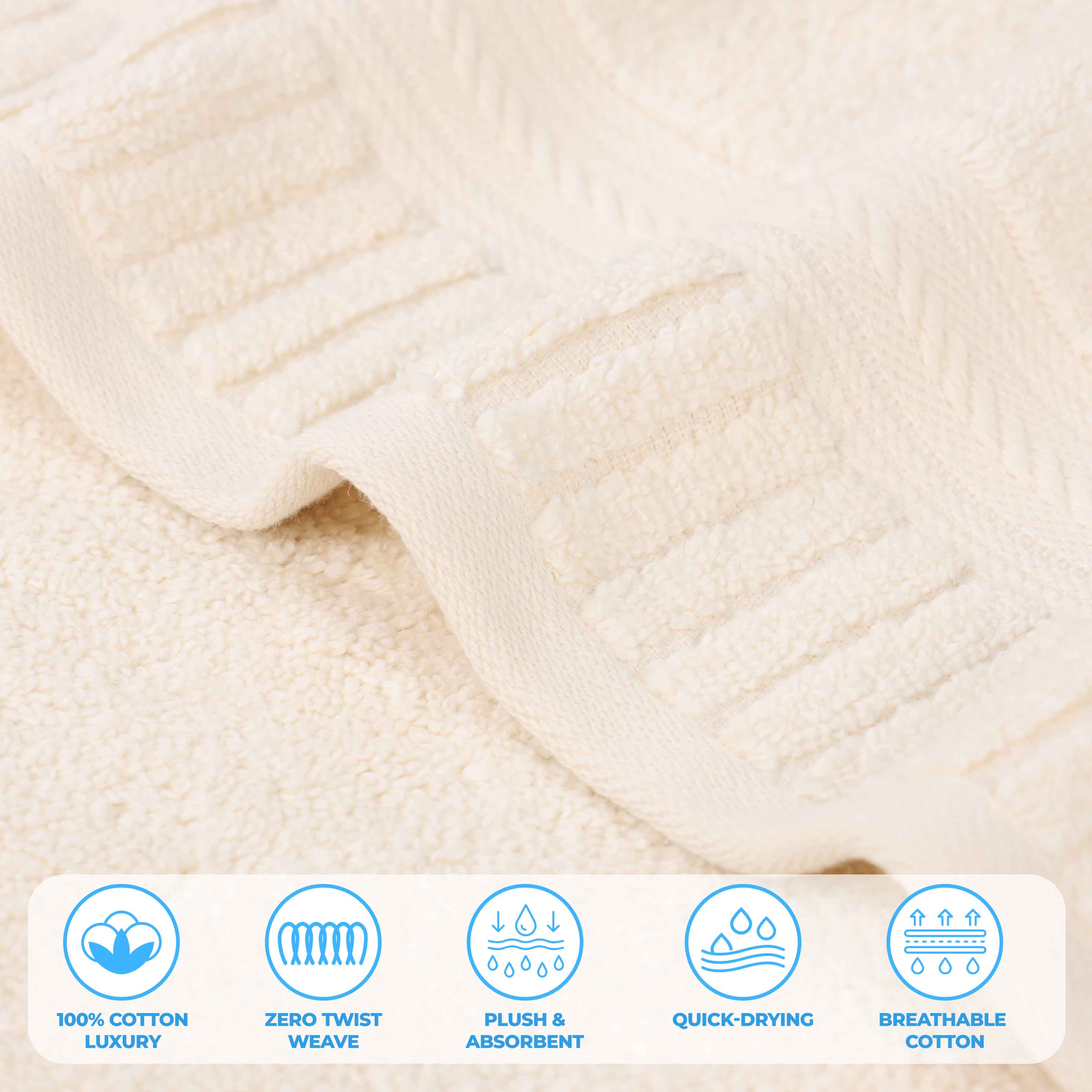 Venice Zero Twist Cotton Medium Weight Absorbent 3-Piece Bath Towel Set - Soft & Quick-Drying for Spa, Gym, and Beach Use