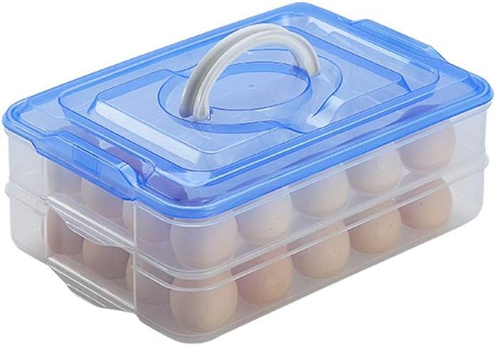 Anshri 24 Grid Square Egg Storage Container - ABS Plastic Refrigerator Organizer Tray for Kitchen & Fridge, 2-Layer Multicolor Egg Holder with Carry Handle | Perfect for Farm Fresh Eggs, Meal Prep & Space Saving Storage