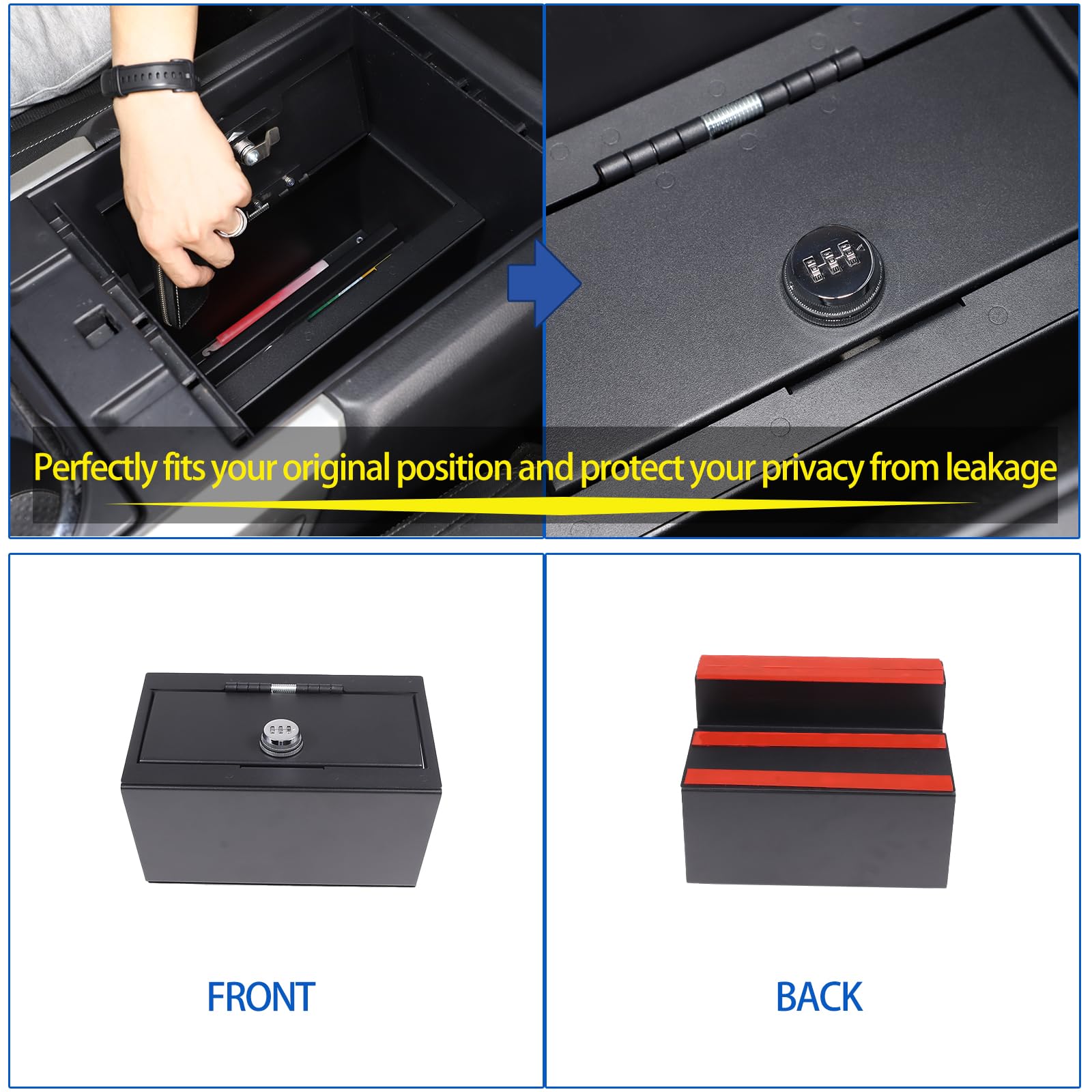 Nissan Titan 2016-2023 Center Console Safe Box with Password Lock - Secure Armrest Storage for Valuables, Cash & Documents - Perfect for Travel, Work & Vehicle Security