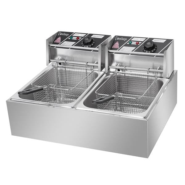 5000W Electric Deep Fryer with Removable Basket - Dual Tank 12.7QT/12L Oil Fryer for Home Kitchen (110V) | Perfect for Frying Chicken, Fish, French Fries & More | Commercial-Grade Restaurant Quality