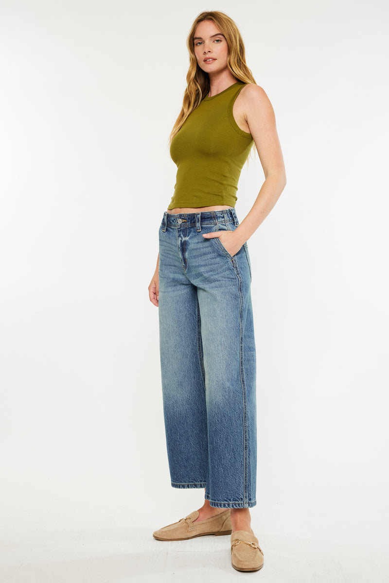 Bells Mid Rise Loose Barrel Jeans for Women - Comfortable Stretch Denim Pants with Relaxed Fit - Perfect for Casual Wear, Work & Weekend Outings