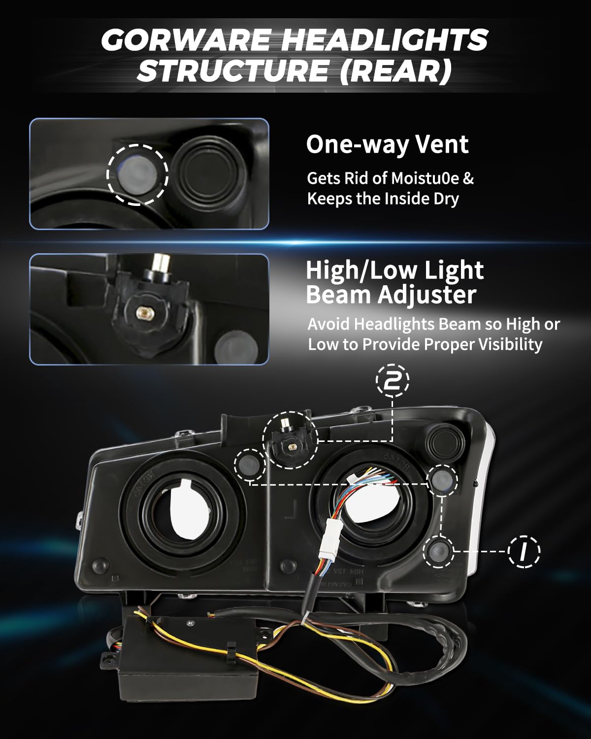 GORWARE LED Headlights for Silverado 2003-2007 | DRL Tube & Chrome Housing | Off-Road & Night Driving