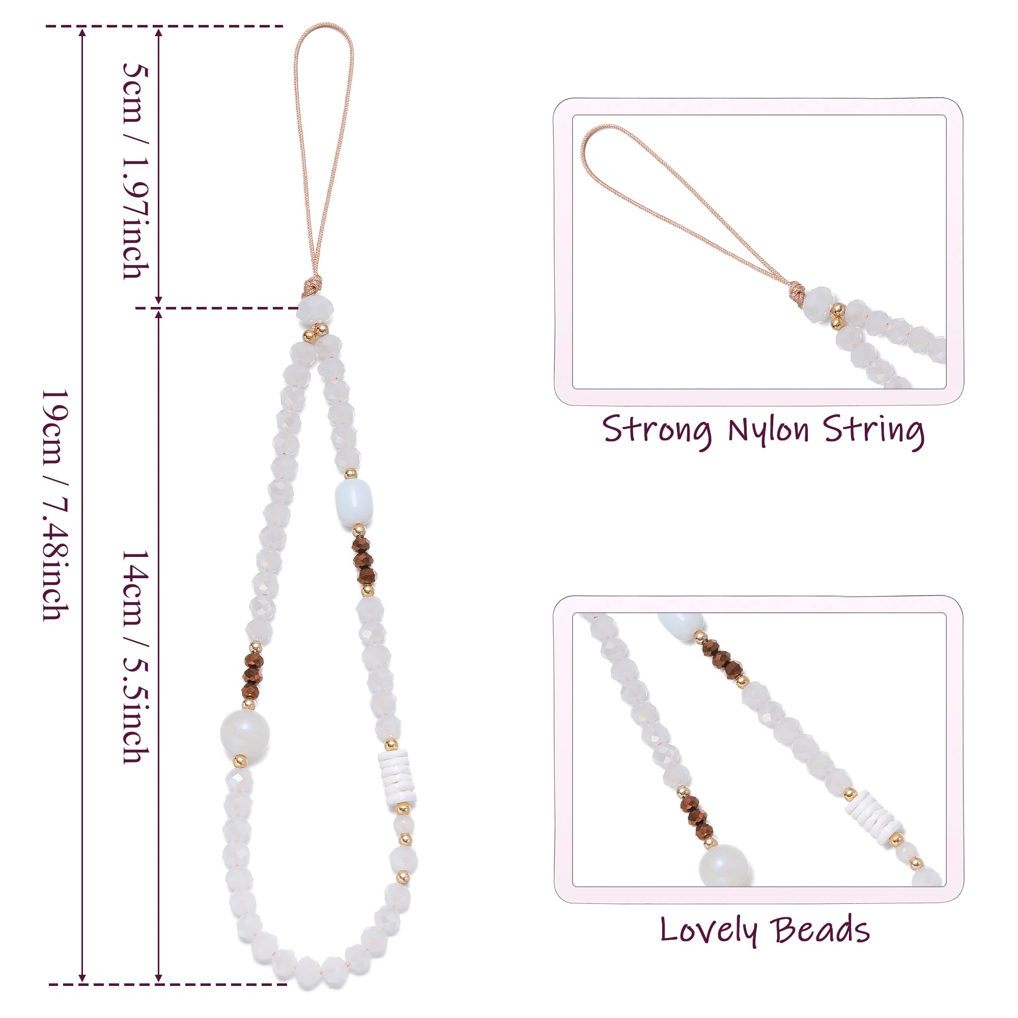 Beaded Phone Lanyard Wrist Strap - Stylish Phone Charm Chain Accessory for Women | Perfect for Phone Cases, Work ID Badges & Everyday Carry