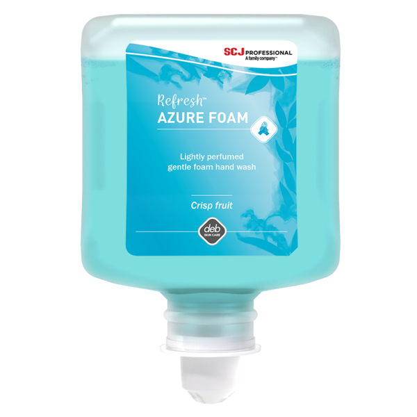 SC Johnson Deb Refresh Azure Silky Foaming Hand Soap - Moisturizing & Antibacterial, Refillable Pump Bottle (17.5 oz) for Kitchen, Bathroom & Office Use
