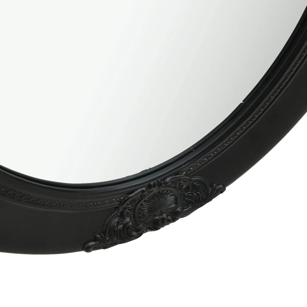 Baroque Style Wooden Frame Oval Wall Mirror - 19.7