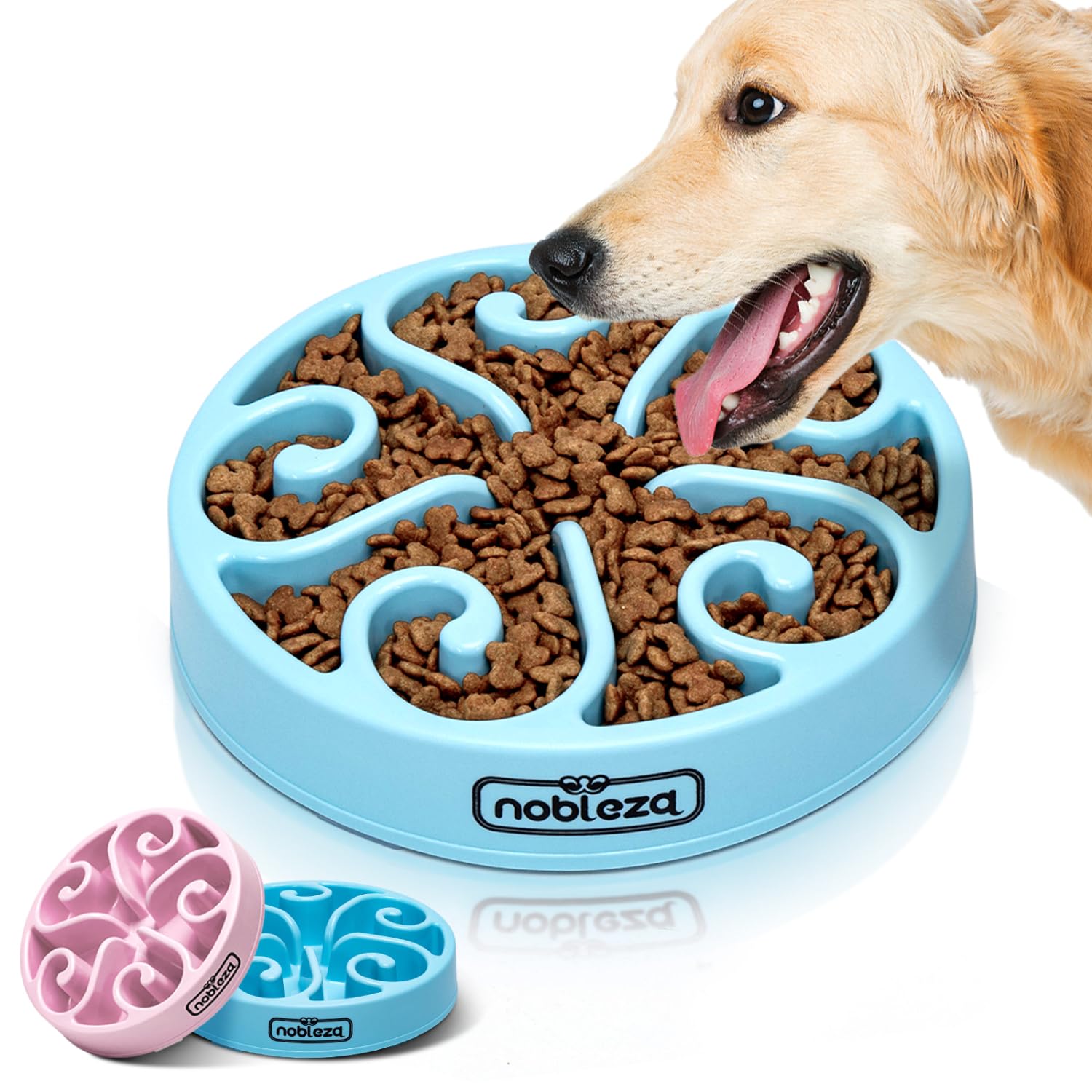 Premium Slow Feeder Dog Bowl - 8.03 Inch Large Anti-Gulping Pet Food Dish for Dogs & Cats | Helps Prevent Bloat & Improve Digestion | Perfect for Fast Eaters, Puppies & Multi-Pet Homes (Blue, 1 Pack)