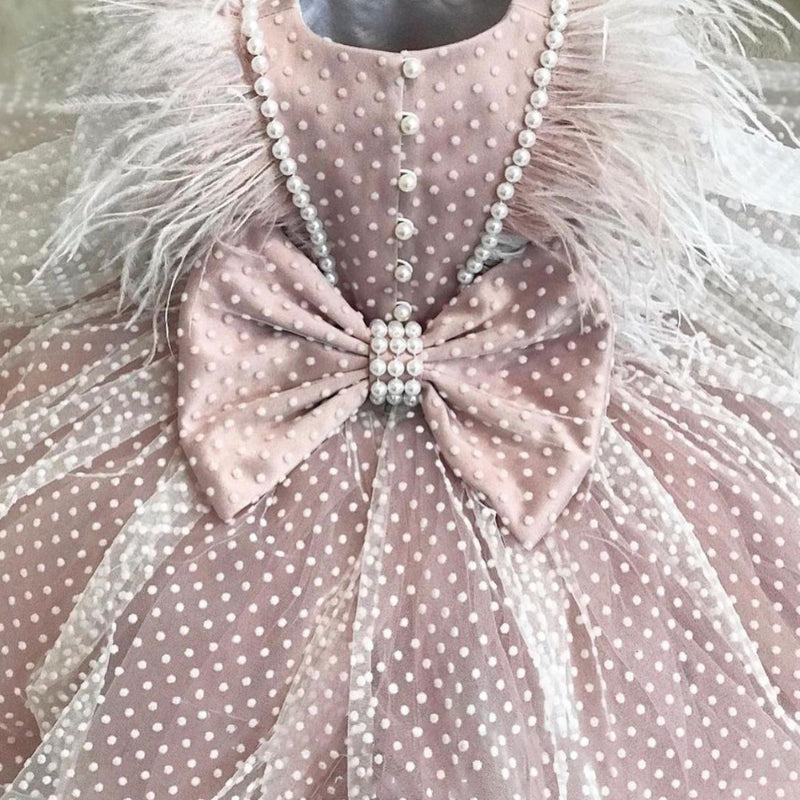 Baby Girl Fantasy Fringed Beads Fluffy Princess Dress for Birthday Party & Special Occasions - Perfect for Photoshoots, Pageants & Holiday Celebrations