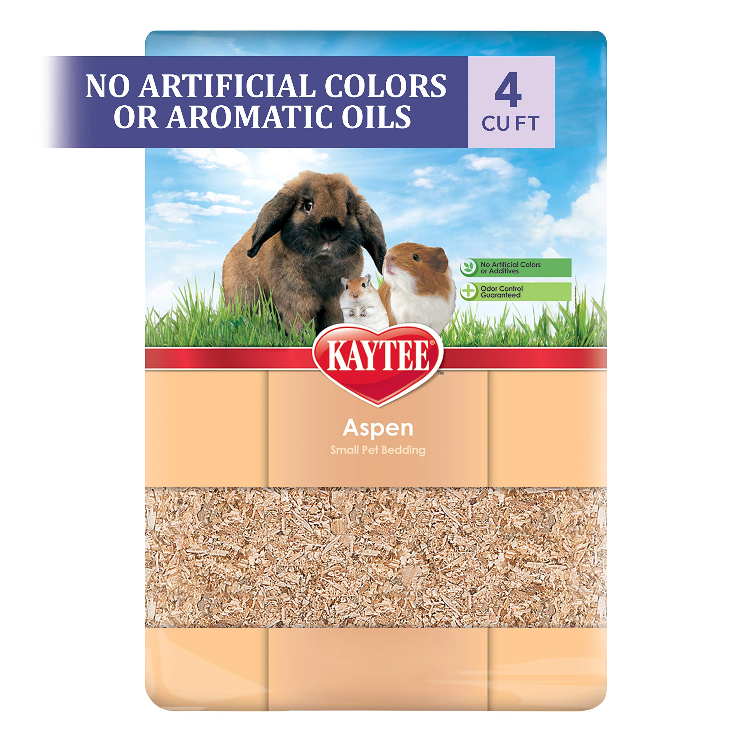 Kaytee Aspen Small Pet Bedding - 113.3 Liters (30 Quarts) | Natural Wood Shavings for Hamsters, Guinea Pigs & Rabbits | Odor Control & Absorbent Small Animal Cage Liner for Comfortable Habitat