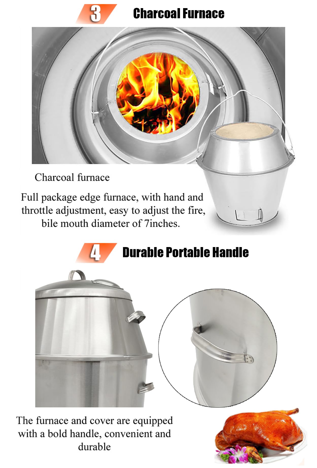 Premium Stainless Steel Roast Duck Oven - Commercial Grade Countertop Rotisserie for Home & Restaurant Use - Perfect for Roasting Duck, Chicken & Meats - Ideal for BBQ, Parties & Catering Events