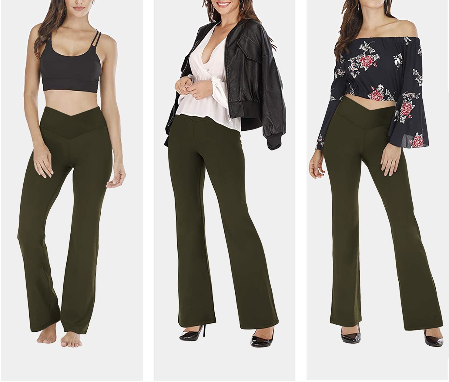 Esobo Women's High Waisted Bootleg Yoga Pants - Wide Leg Flare Workout Pants for Yoga, Gym & Office - Comfortable Bootcut Dress Pants for Casual & Professional Wear
