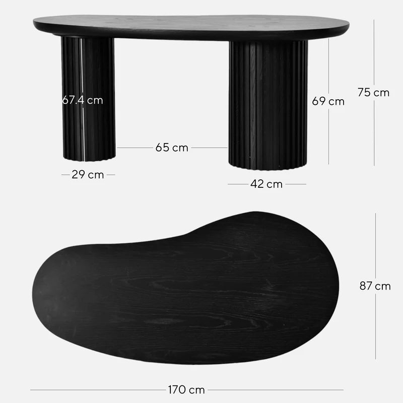 Premium Black Oak Wooden Office Desk 1.7m - Modern Executive Workstation for Home Office, Study Room & Professional Workspace
