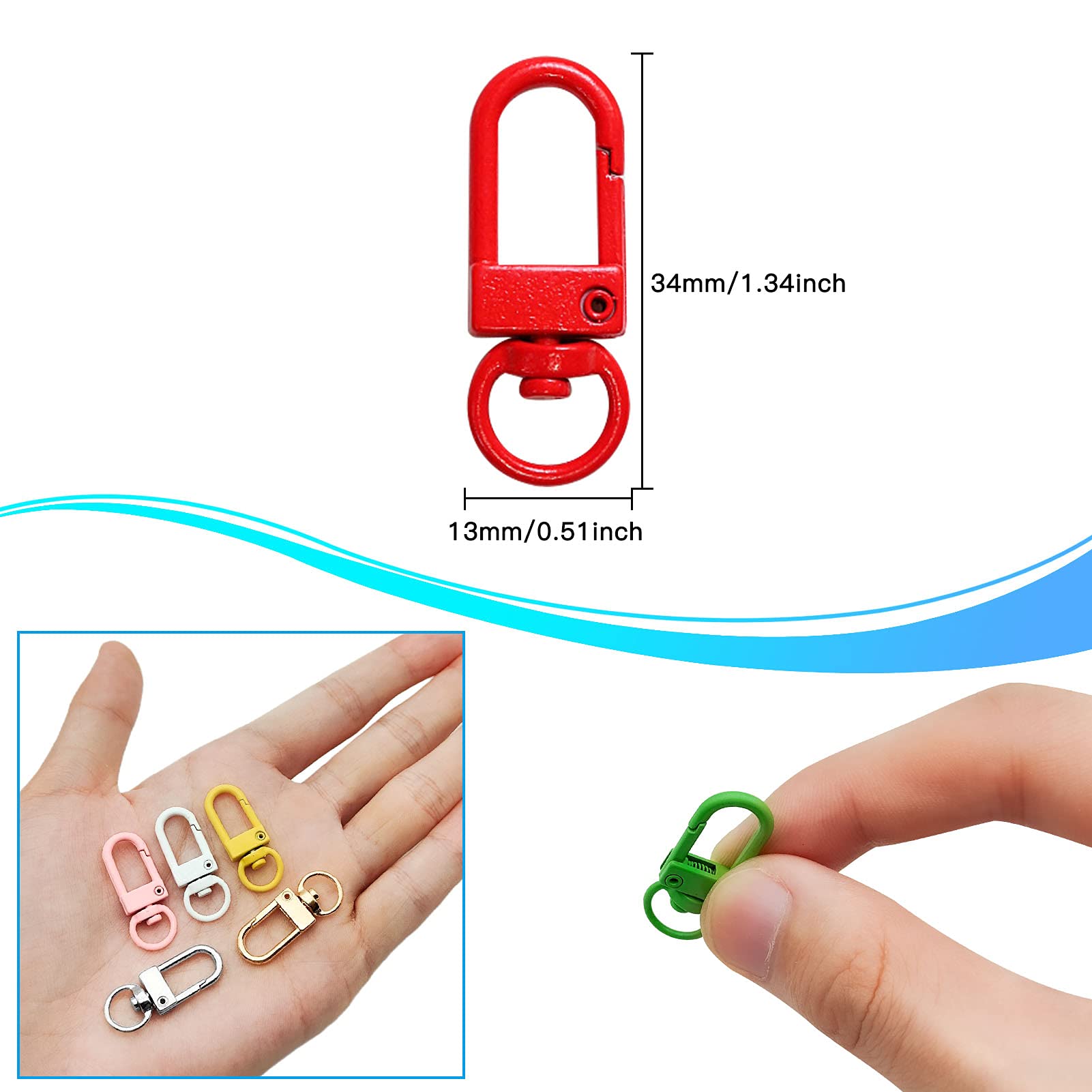 40pcs Swivel Snap Hooks for Jewelry Making & Keychains - 10 Colors
