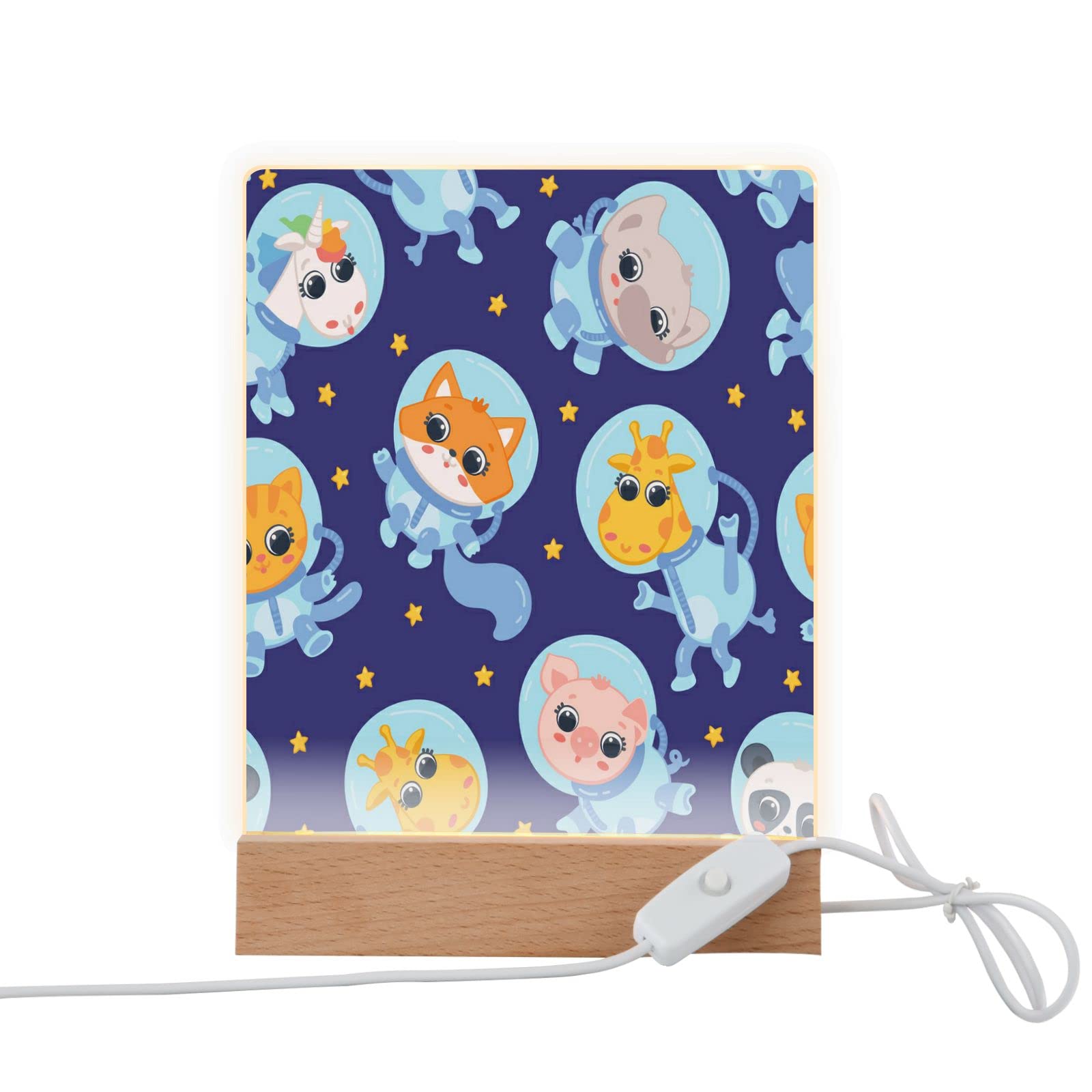 Galaxy Night Light Lamp - MCHIVER Animal Astronauts LED Nightlight for Kids, Boys, Girls & Adults | Portable USB-Powered Bedside, Bathroom & Kitchen Light | Perfect for Nursery Decor, Nighttime Reading & Relaxation