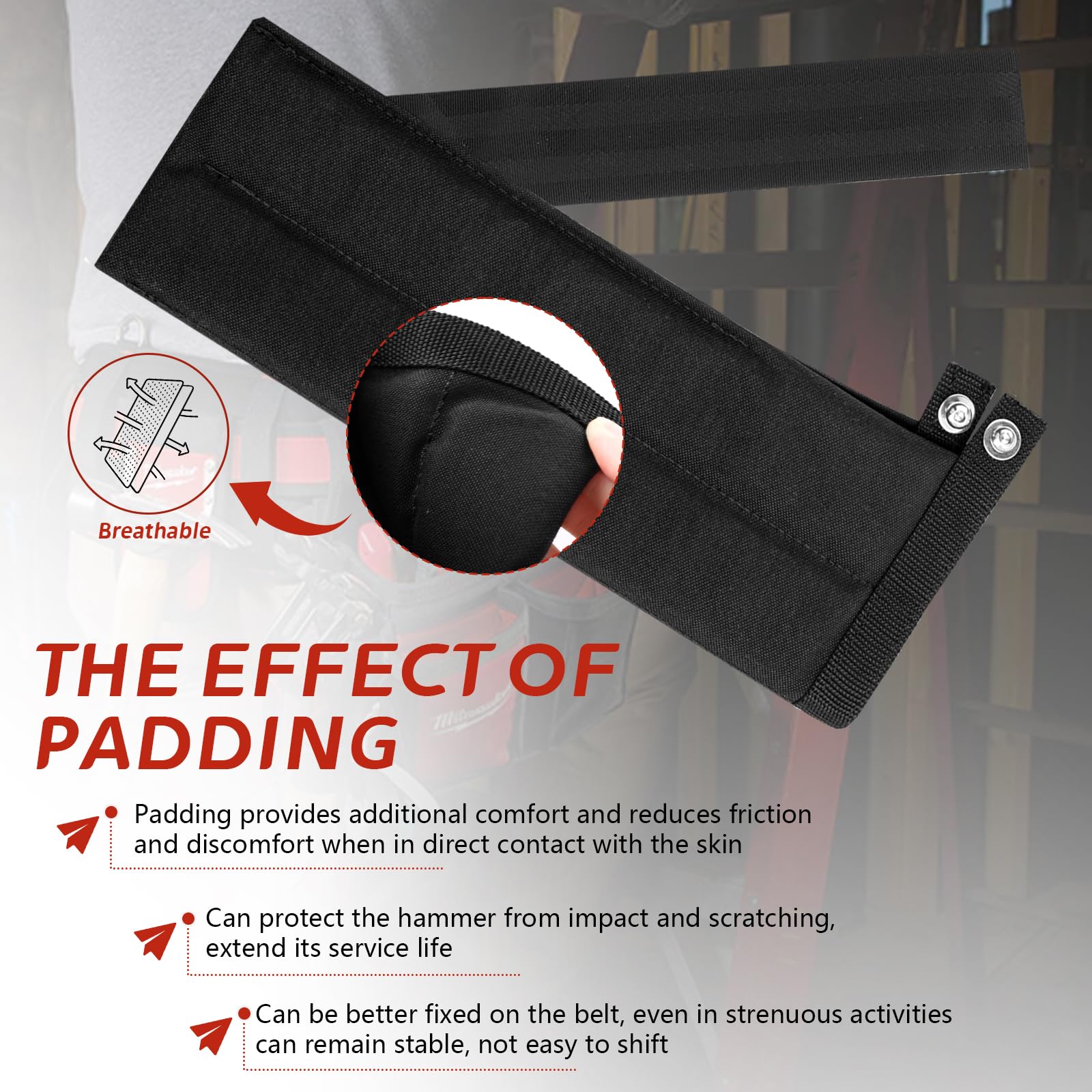 **Padded Hammer Holster - Replacement for Diamondback Tools Belt Hammer Holder | Hammer Sleeve Compatible with Diamondback Tool Pouch & Other Tool Belts | Right-Handed Hammer Holder for Construction, Carpentry & DIY Projects**