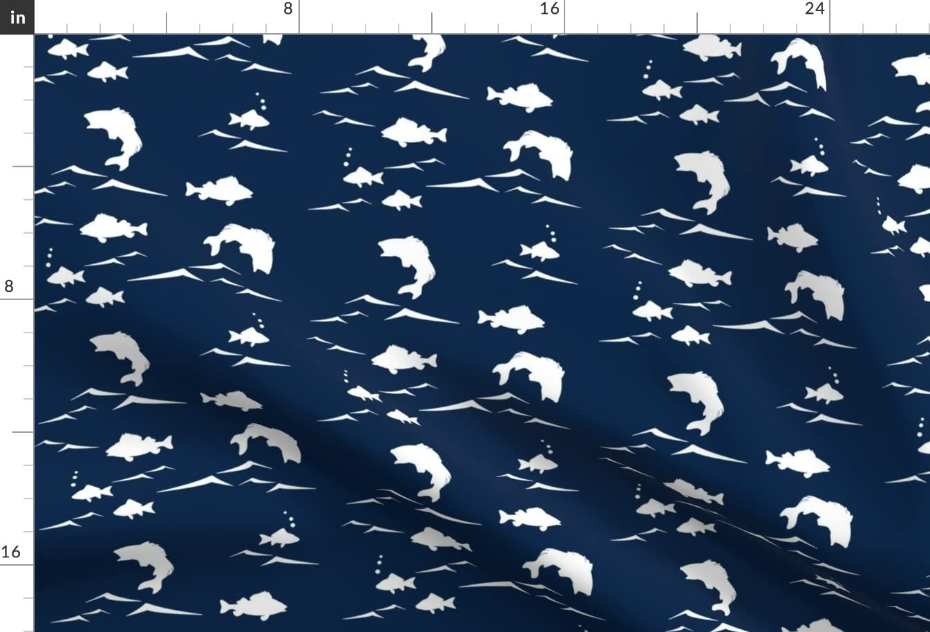 Day Navy Waves Bubbles Fishing Flying Fish Printed Minky Fabric Fat Quarter - Soft Plush Fabric for Sewing Baby Blankets, Quilt Backing & DIY Plush Toys - Perfect for Nursery Decor, Craft Projects & Gift Making