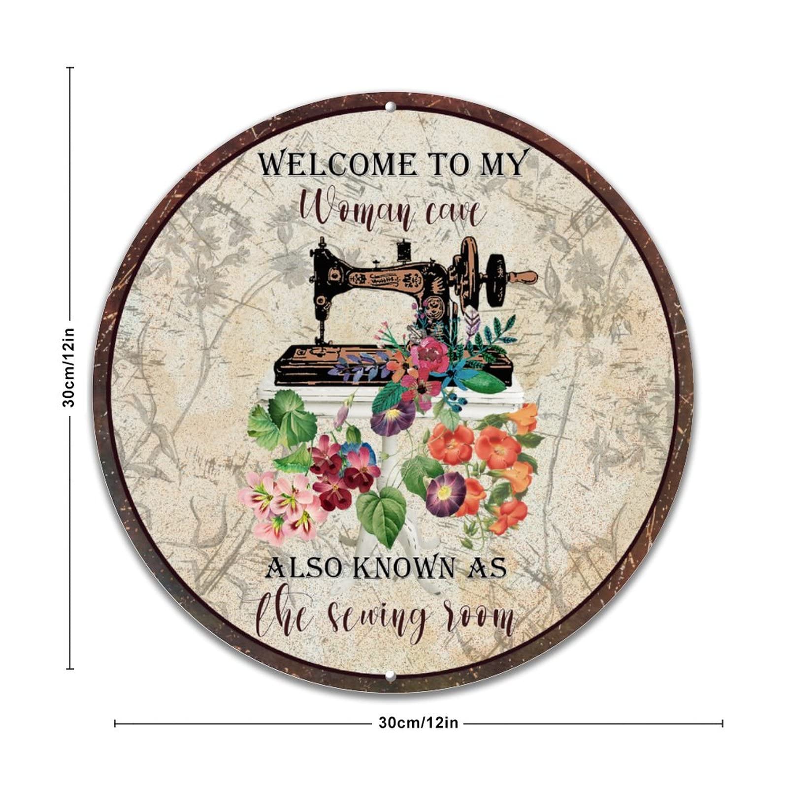 Rust-Proof Aluminum Welcome Sign - 10in Metal Tin Art Plaque for Front Porch, She Shed, Sewing Room, Cafe, Coffee Bar, Pub & Man Cave | Durable Outdoor & Indoor Decoration for Home & Business
