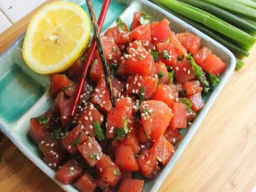 Fresh Ahi Tuna Poke Cubes - 4 lbs. Premium Sashimi-Grade Fish for Poke Bowls, Sushi & Hawaiian Cuisine - Perfect for Home Chefs & Healthy Meal Prep