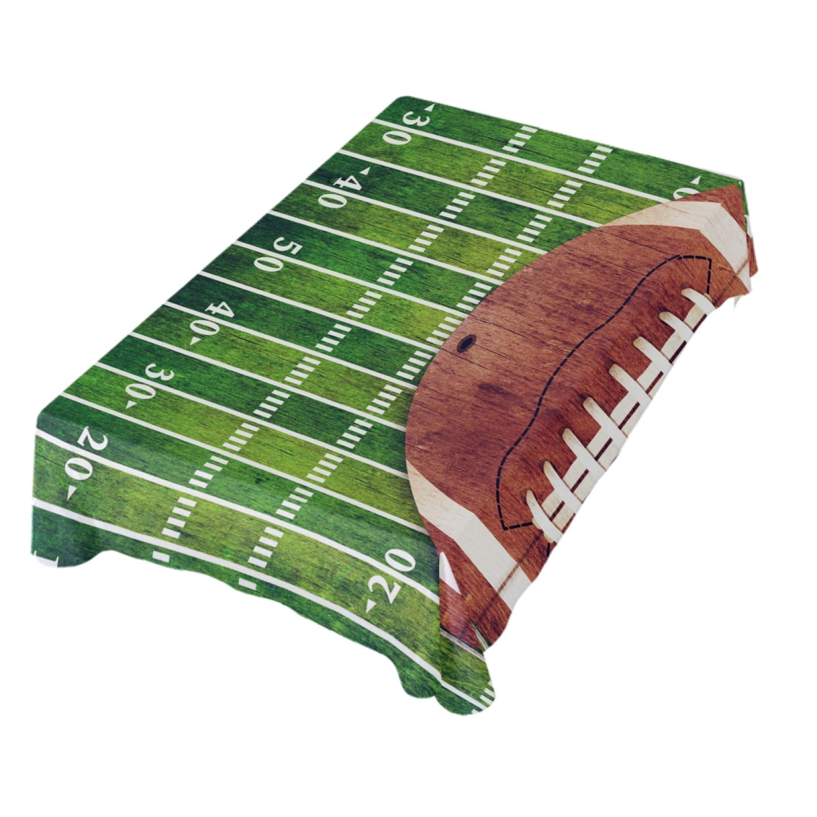 Vintage American Football Themed Polyester Tablecloth - 60 x 90 Inch Rectangle Party Table Decor for Dinner, Game Day & Sports Events - Retro Grunge Style Washable Table Cover