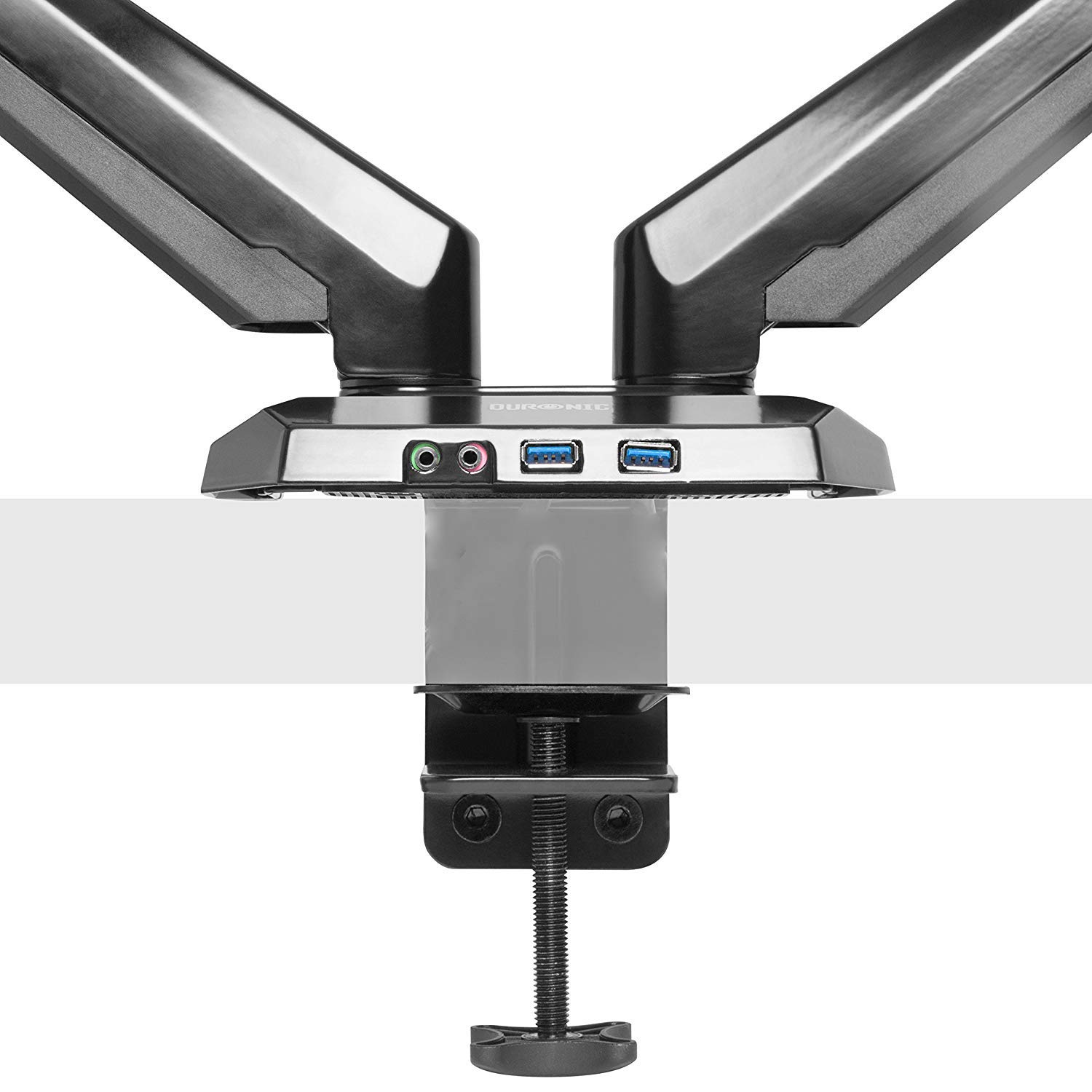 Dual Monitor Stand for 13-27 Inch Screens | Duronic DMUSB52 Adjustable Gas Spring Monitor Arm with VESA 75x100 | Ergonomic Dual Screen Mount for Home Office & Gaming Setup