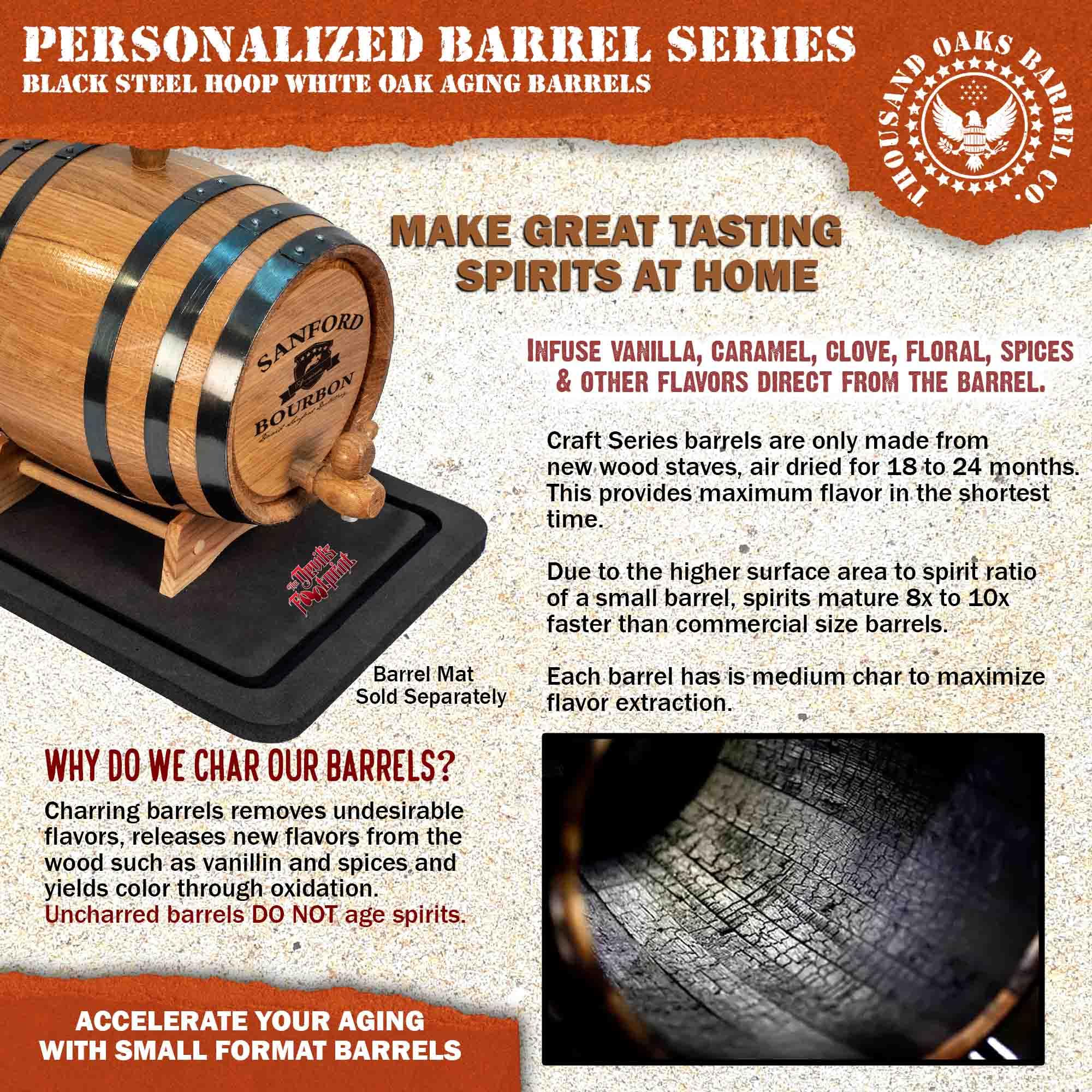 Premium 2.5 Gallon American Oak Aging Barrel Kit with Stand, Bung & Spigot - Handcrafted Whiskey & Wine Barrel for Home Brewing, Cocktail Aging & Spirits Maturation - Perfect for Bourbon, Whiskey, Wine & Craft Cocktails (B400)