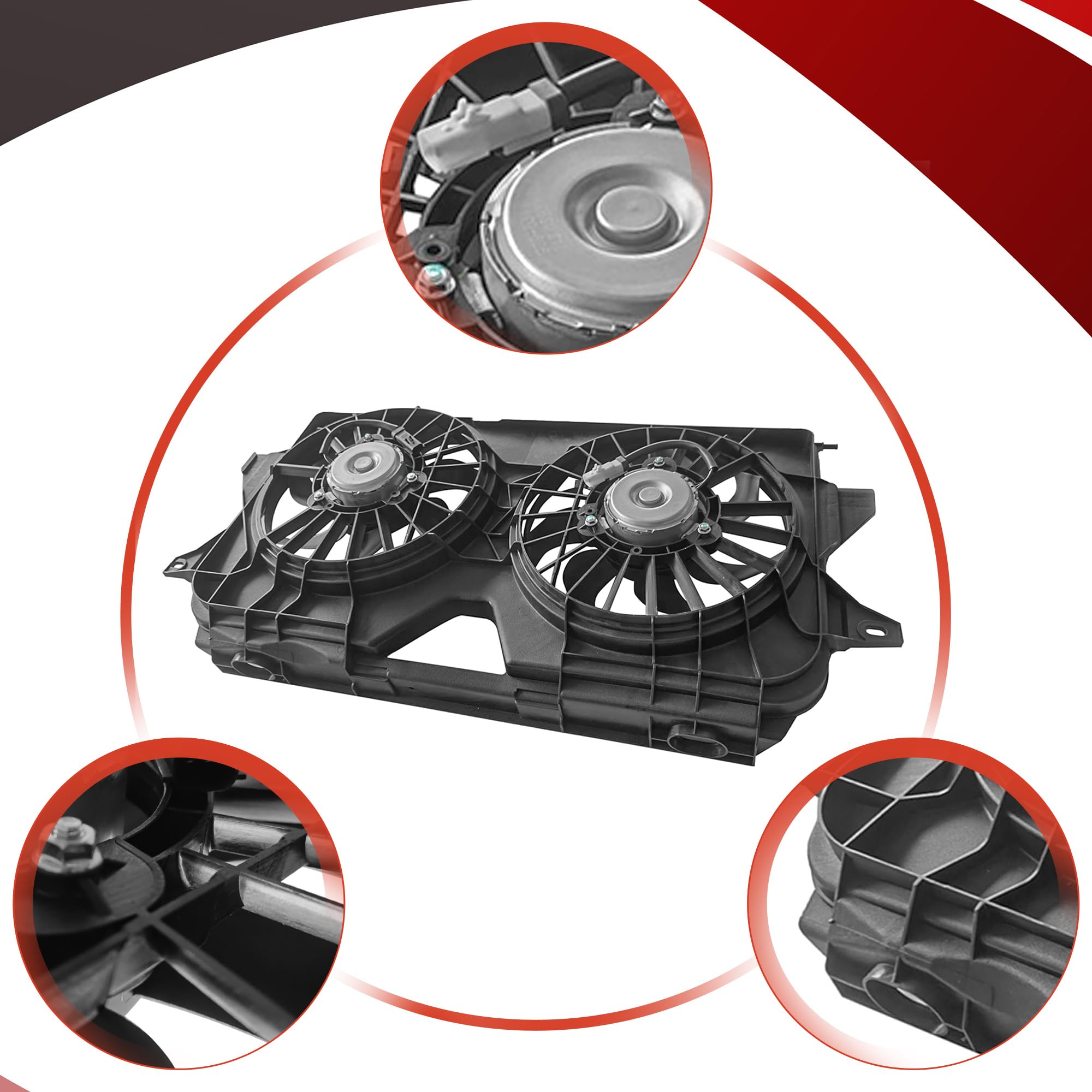 Partsflow Engine Cooling Fan Assembly Compatible with 2005-2008 Chrysler Town & Country, Voyager, Dodge Caravan & Grand Caravan - Perfect for Engine Overheating Prevention & Summer Driving