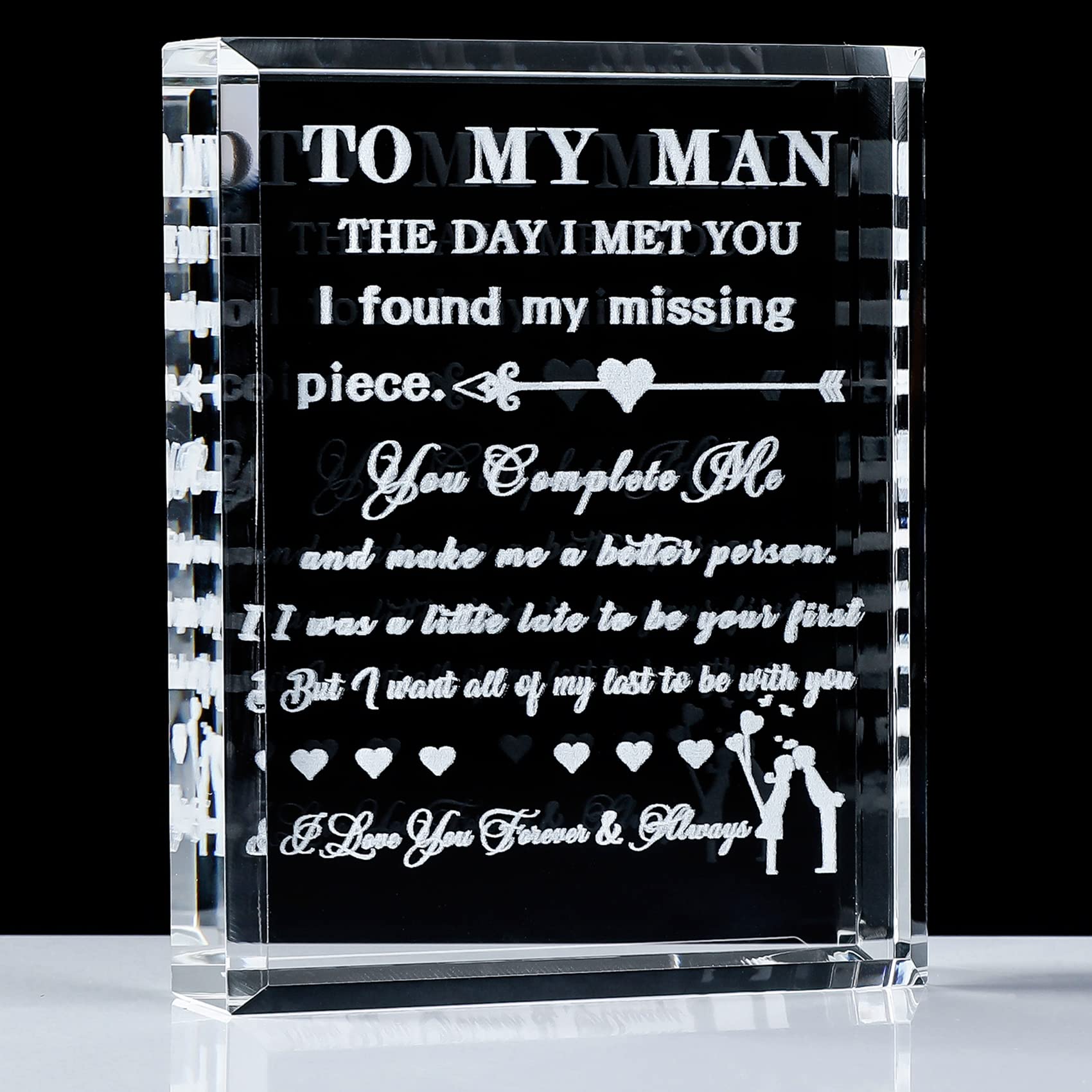Romantic Crystal Keepsake Gift for Husband, Boyfriend or Fiance - Personalized Anniversary & Birthday Present for Men - Perfect for Valentine's Day, Wedding Gifts & Special Occasions