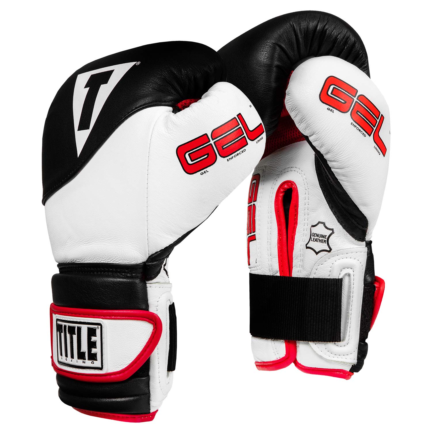 Title Boxing Gel Suspense Training Gloves 12 oz - Premium Black & White Boxing Gloves for Men & Women - Perfect for MMA, Kickboxing, Heavy Bag Workouts & Fitness Training