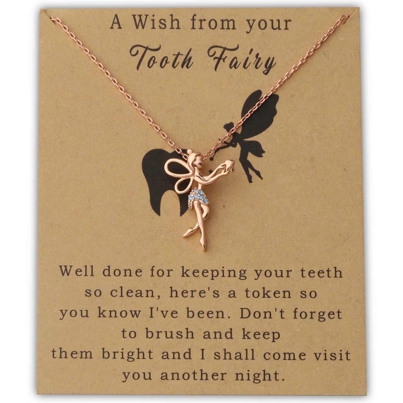 PLITI Fairy Wings Birthstone Necklace - Elegant Jewelry Gift for Dentists, Dental Hygienists & Assistants | Perfect Sister Birthday Present | Ideal for Work, Special Occasions & Everyday Wear