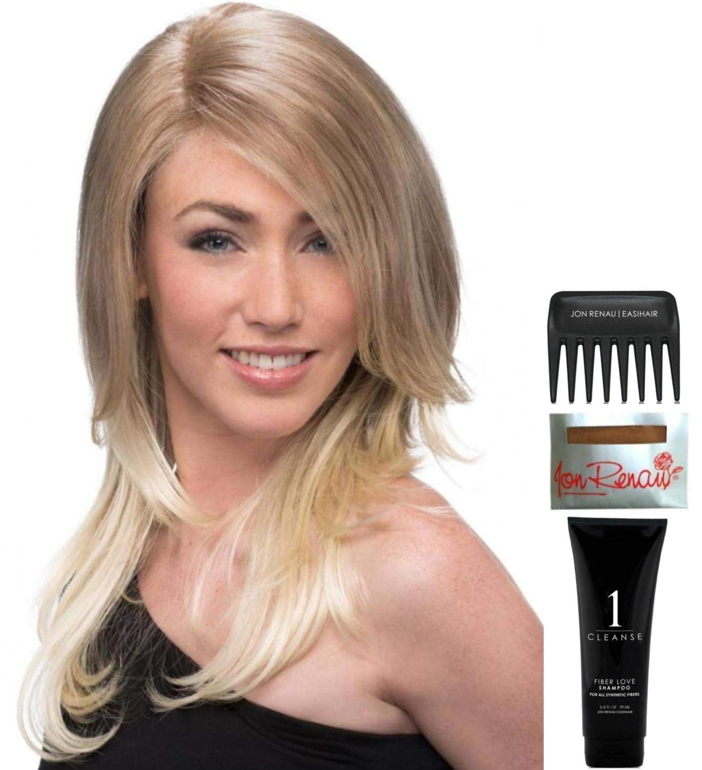 Estetica Orchid Wig Bundle - 5 Piece Set with Christy's Wigs Q&A Booklet, 2oz Travel Size Wig Shampoo, Wig Cap & Wide Tooth Comb (Color: CHROMERT1B) - Perfect for Cosplay, Costume Parties & Everyday Wear
