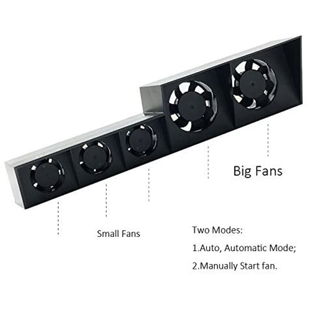 axGear PS4 Cooling Fan with 5 Turbo Fans - USB External Cooling System for PS4 Console | Temperature Control Cooling Station for Gaming, Streaming & Long Play Sessions