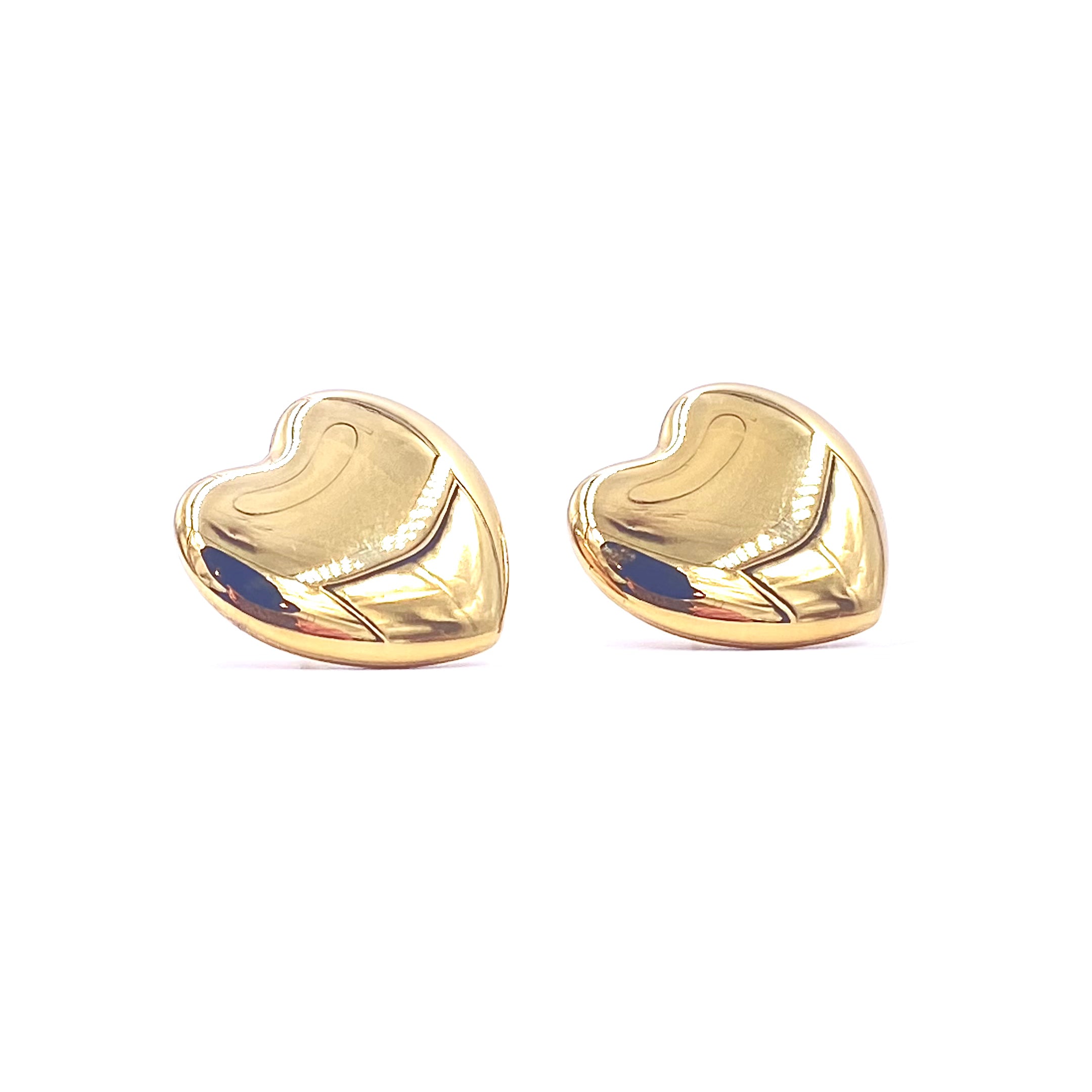 Ashley Gold Stainless Steel Gold Plated Large Heart Stud Earrings for Women - Hypoallergenic Fashion Jewelry Gift for Valentine's Day, Anniversary & Special Occasions