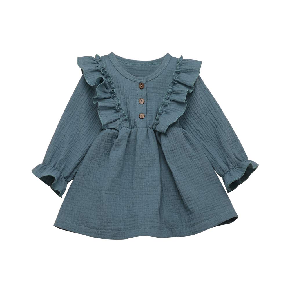 **Aoty Toddler Baby Girls Long Sleeve Dresses with Ruffled Skirt - Cute Fall Outfits for Infants - Perfect for Playdates, Parties & Family Photos**