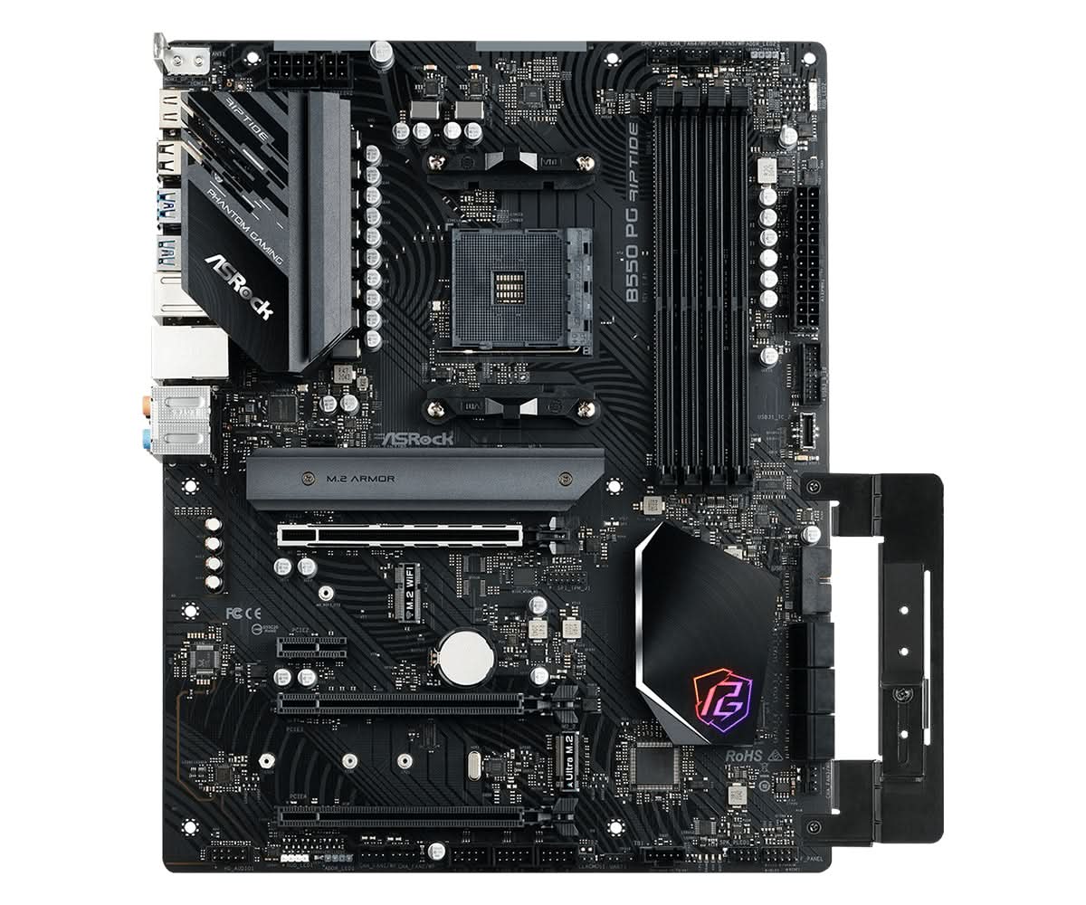ASRock B550 PG Riptide ATX Motherboard for AMD Ryzen (AM4 Socket) | DDR4 Support | Gaming & Workstation PC Build | Perfect for Streaming, Content Creation & High-Performance Computing