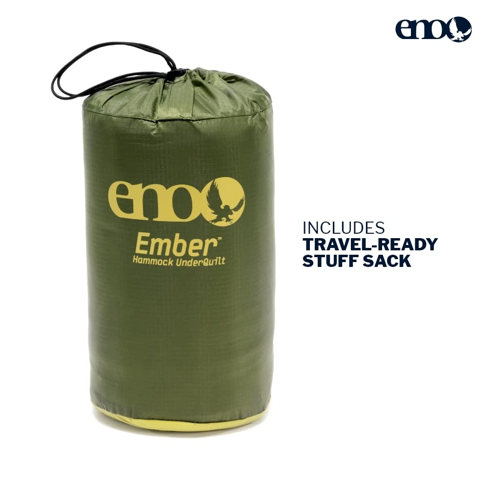 ENO Ember UnderQuilt - Lightweight & Water-Resistant Hammock Quilt with Eco-Friendly Recycled Synthetic Insulation - Perfect for Camping, Hiking, Backpacking, Festivals & Outdoor Adventures - Stay Warm in 40°F Weather - Ideal for Backyard Lounging, Beach Trips & Wilderness Exploration