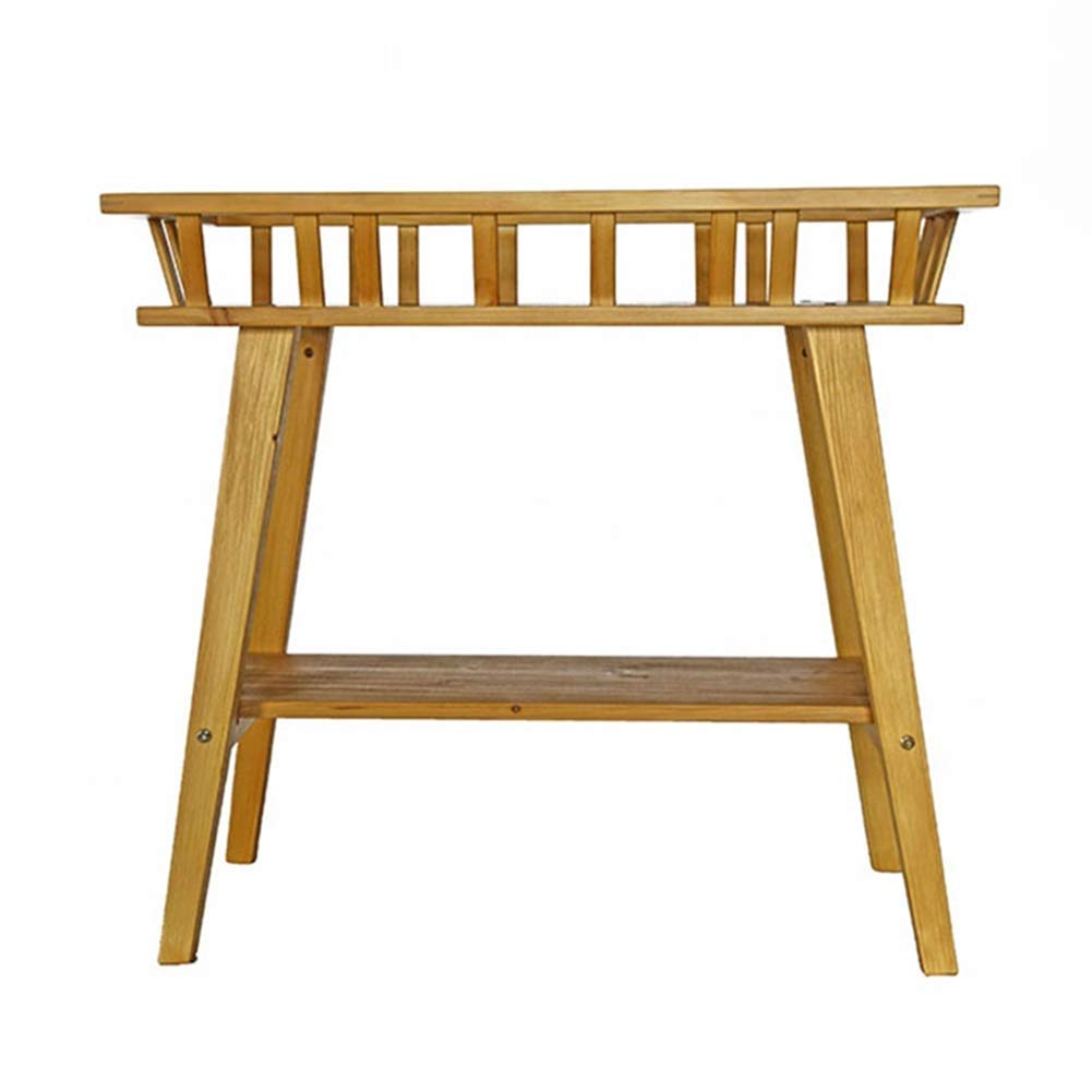 Premium Solid Wood Plant Stand - 2-Tier Bonsai Display Shelf for Indoor/Outdoor Potted Plants, Simple Greenhouse Design, 74x32x69cm (Wood Color) - Perfect for Home Decor, Garden, Balcony & Patio Plant Organization