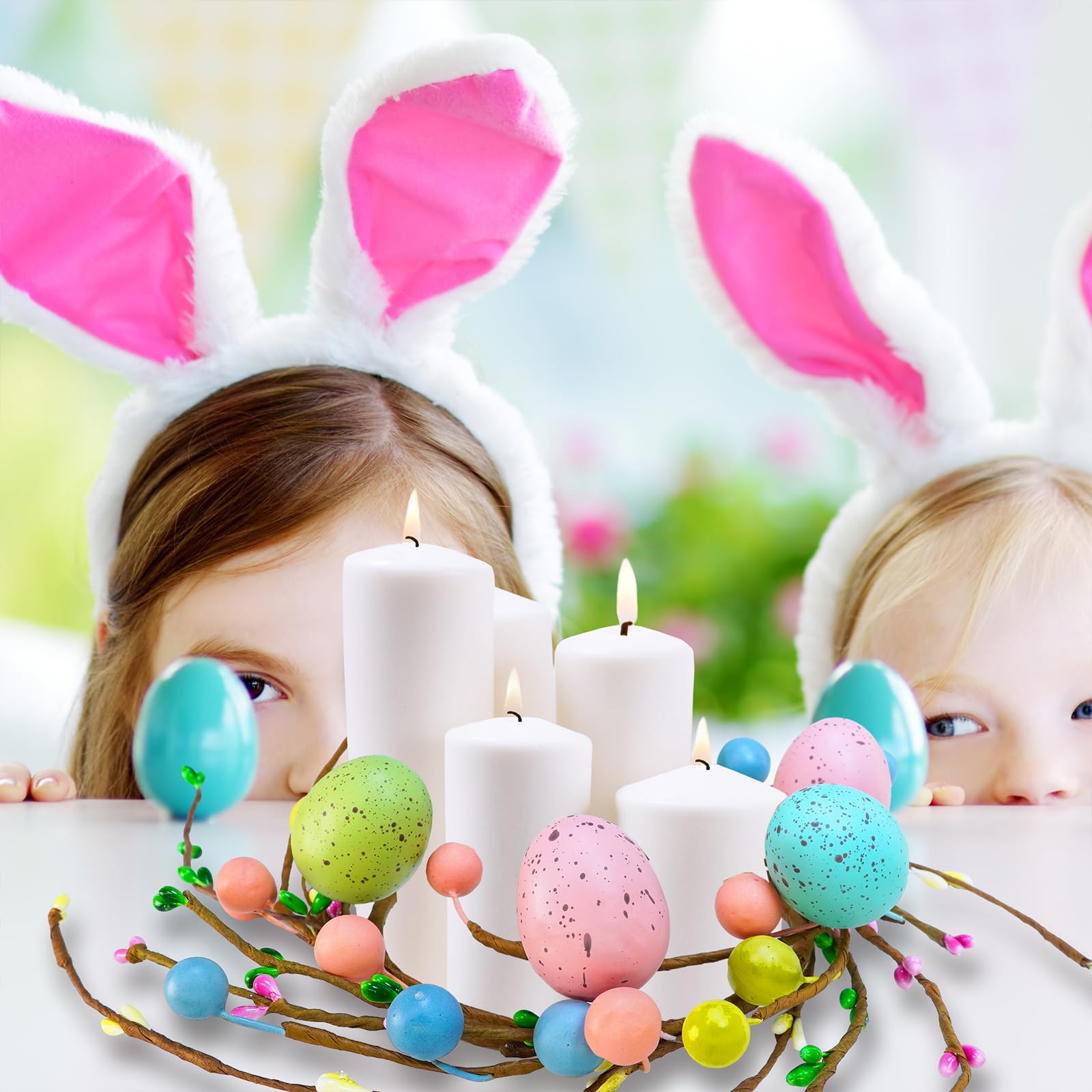 Winlyn 4-Piece Easter Egg Candle Rings Set - 9.5