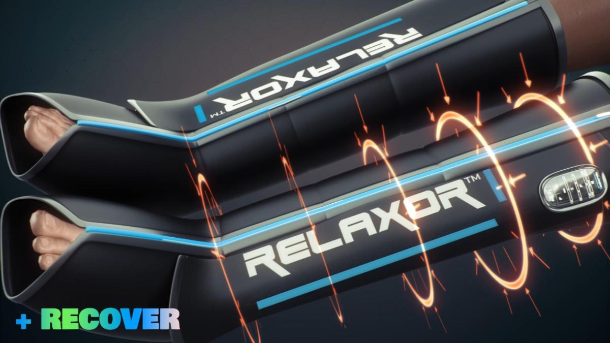 Relaxor Recover E Full Leg Recovery Therapy - Compression Sleeves for Muscle Pain Relief & Circulation - Ideal for Athletes, Runners & Post-Workout Recovery