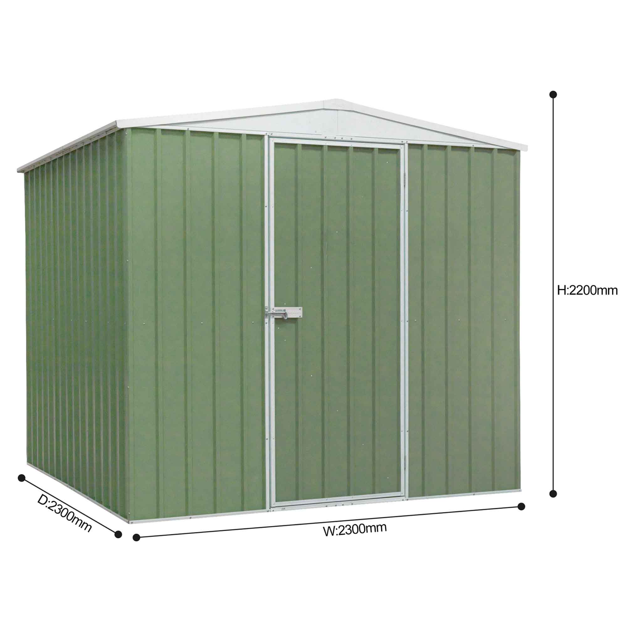 Premium Galvanized Steel Outdoor Storage Shed - 7.5x7.5 FT Garden Shed with Apex Roof, Weather-Resistant Green Coating (Model DG115) - Perfect for Backyard Storage, Lawn Equipment & Outdoor Organization