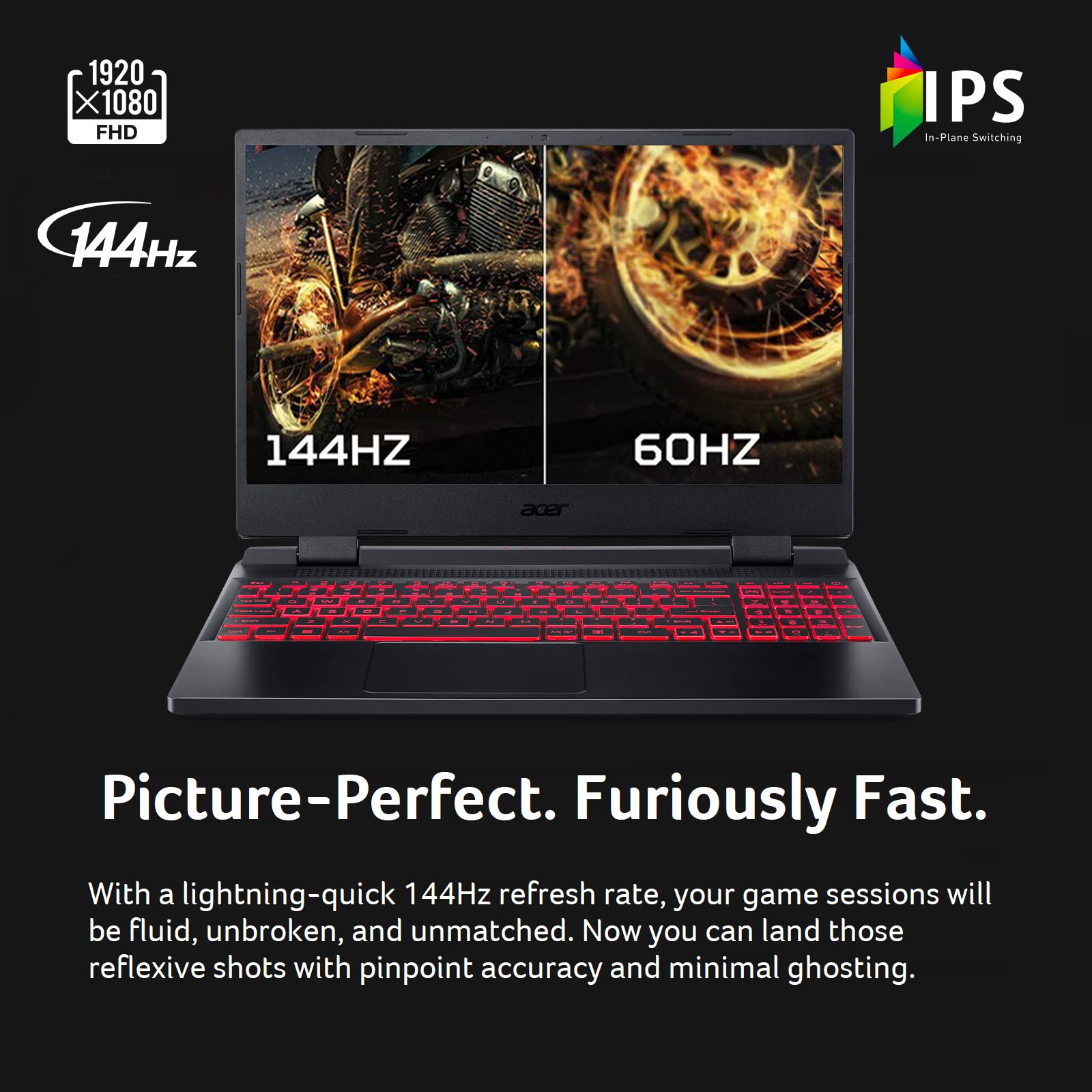 Acer Nitro 5 AN515-58-57Y8 Gaming Laptop - Intel Core i5-12500H, NVIDIA RTX 3050 Ti, 15.6