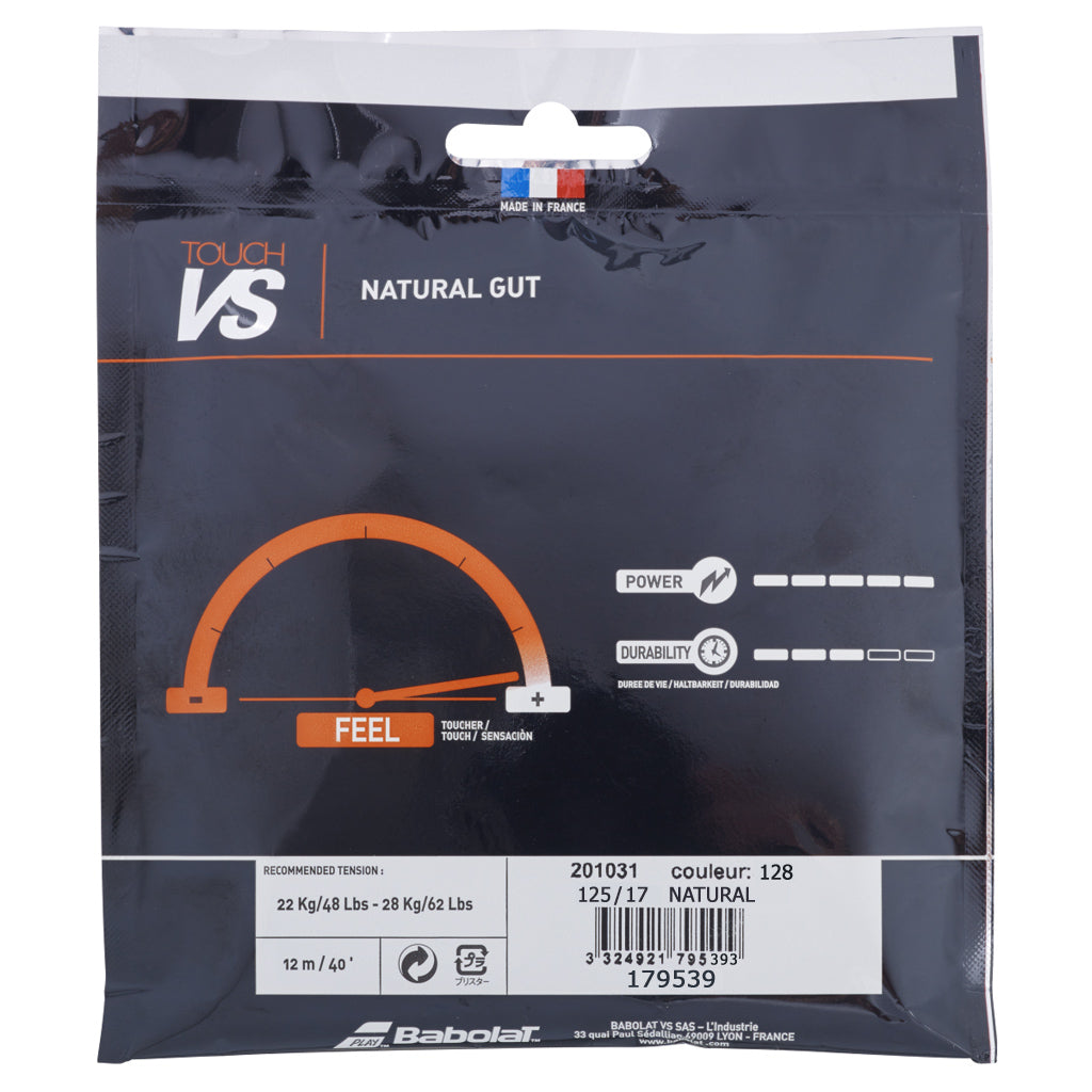 Babolat Touch VS 17/1.25 Natural Gut Tennis String | Premium Performance for Control & Feel | Perfect for Competitive Play & Tournament Matches