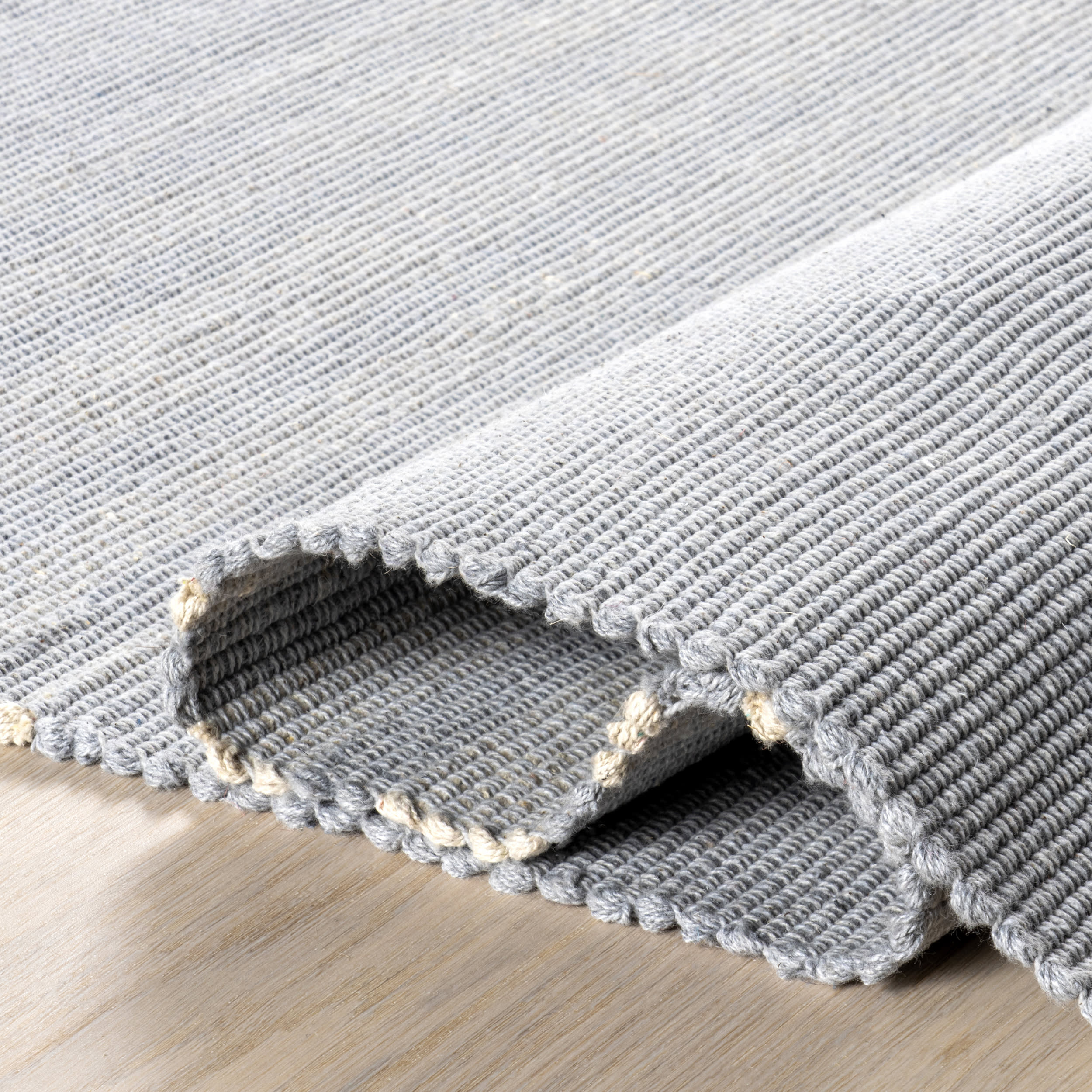 Bergamot Striped Cotton Rug - Blue Grey Handwoven Area Rug for Living Room, Bedroom & Nursery | Soft & Durable Home Decor