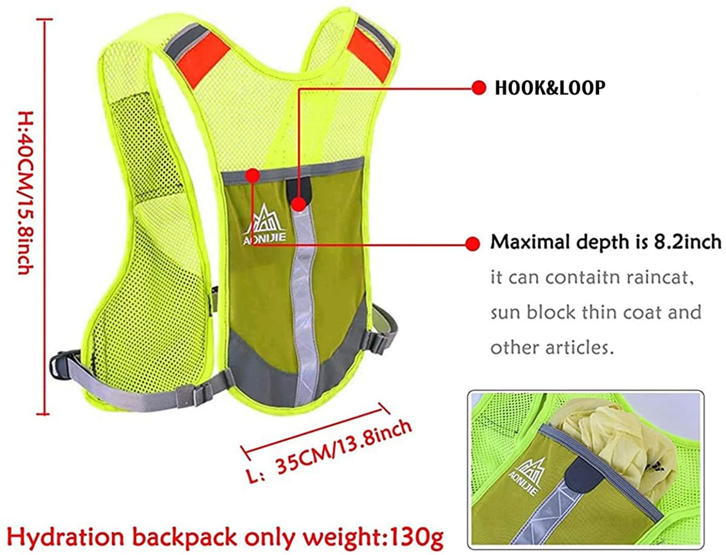 Ultralight Reflective Running Vest Backpack - Hydration Pack for Marathon, Trail Hiking & Outdoor Sports - High Visibility Safety Gear for Night Running & Adventure Activities