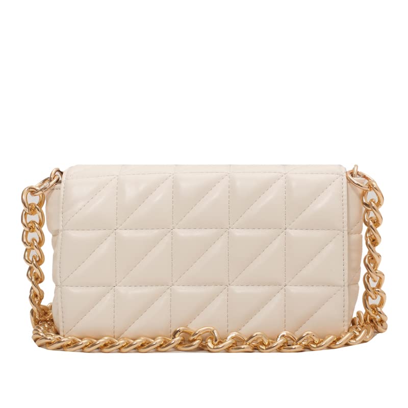 Quilted Leather Handbag for Women - Vintage Retro Flap Clutch with Metal Chain, Small Shoulder Bag | Perfect for Evening Parties, Date Nights & Office Work