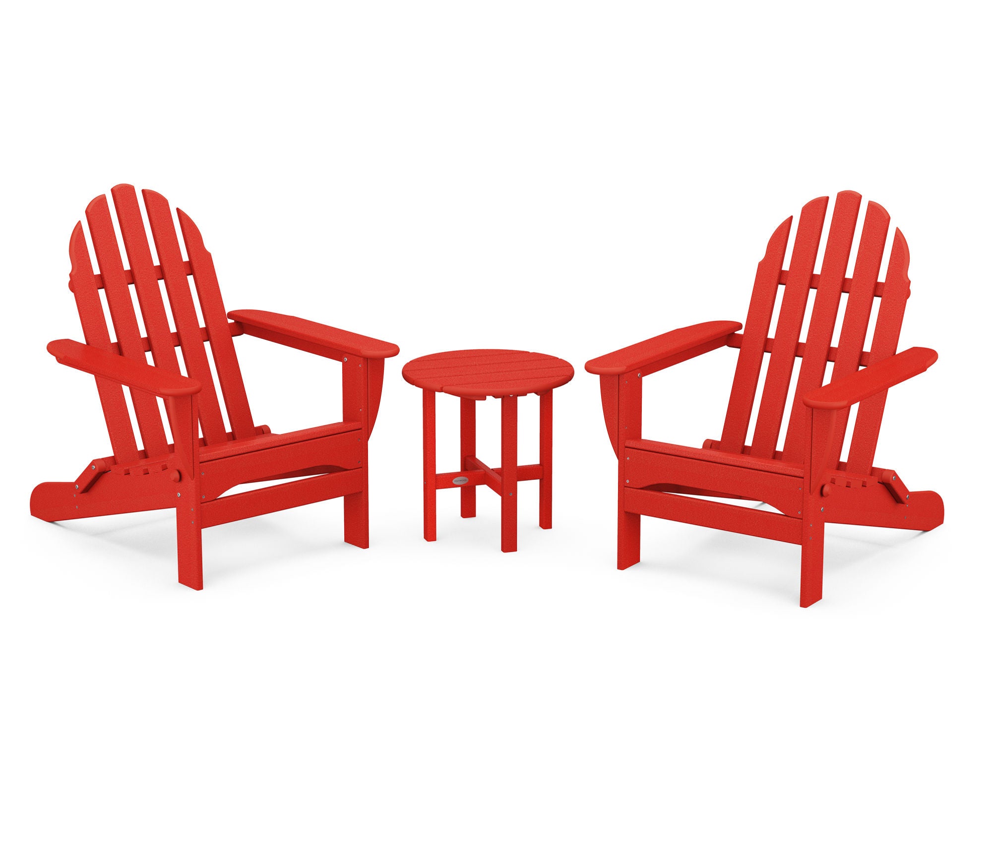 POLYWOOD Classic Folding Adirondack Chair 3-Piece Set - Outdoor Patio Furniture for Deck, Poolside & Garden Relaxation