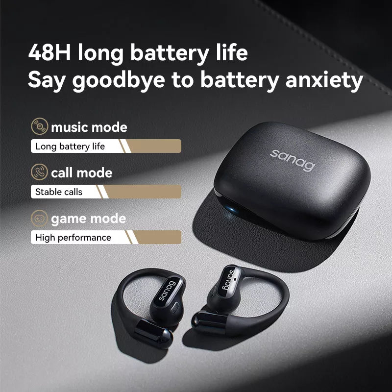 Sanag G6S Wireless Bluetooth Headphones with Ear Hook - Open Ear Air Conduction Sport Headset for Running, Cycling, Gym & Outdoor Activities