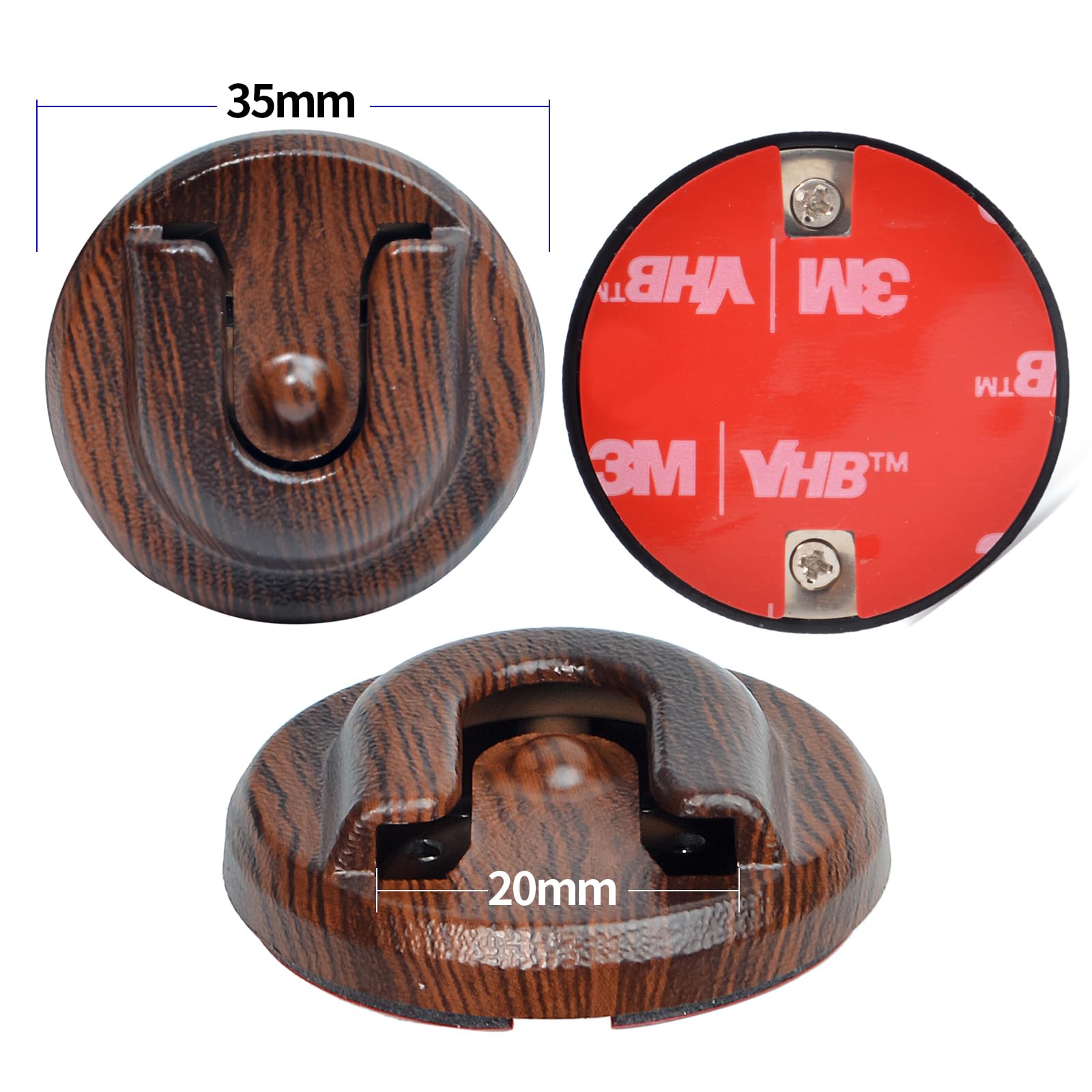UAYESOK CB Radio Microphone Mount with 3M Adhesive - Suspension Clip for Midland, Kenwood, Motorola, Baofeng CB/PMR Mobile Radios - Wood Grain Design for Car, Jeep, Home & Office Use