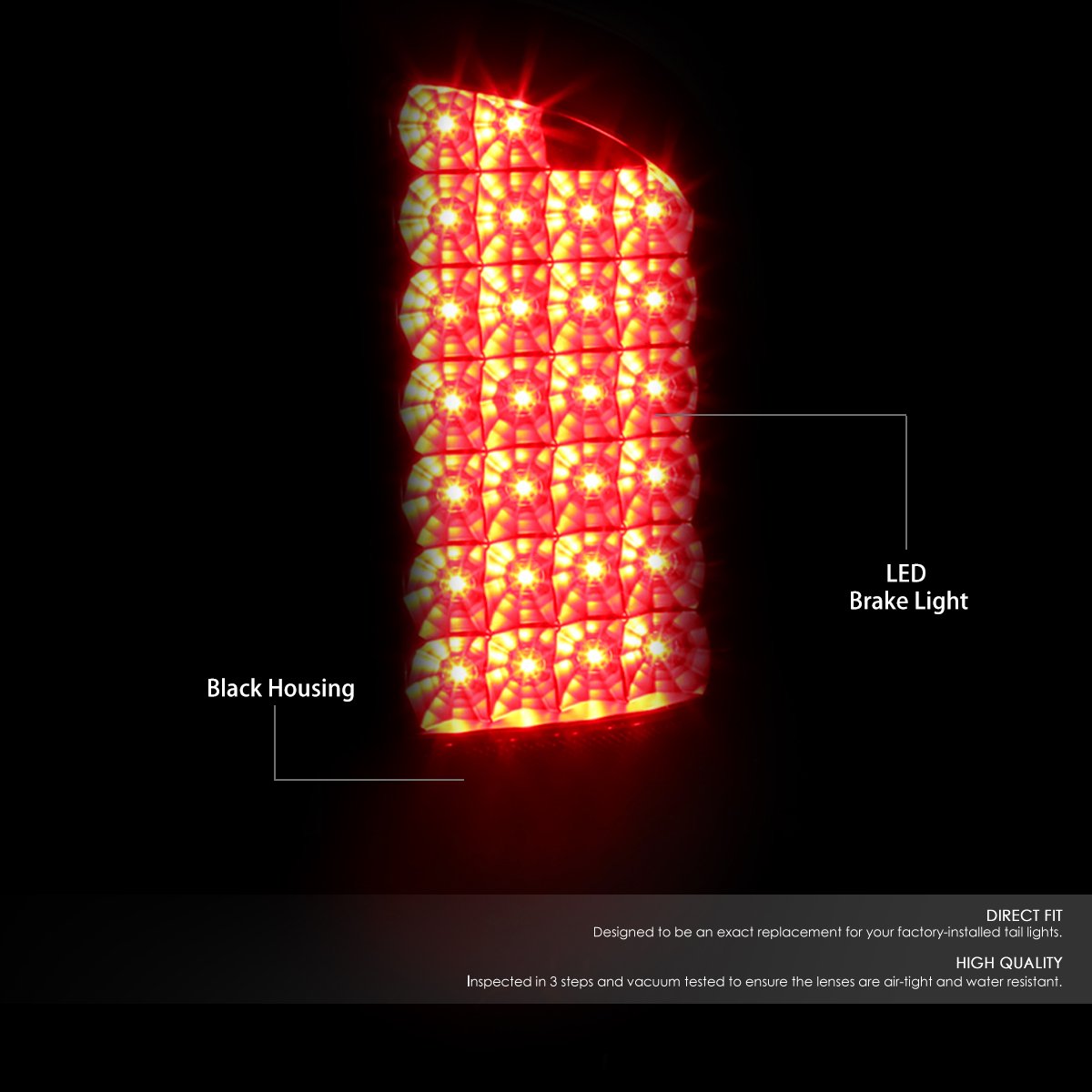 DNA Motoring TL-DRAM05-LED-BK-CL Black LED Tail Lights Pair for 2003-2006 Dodge Ram 1500/2500/3500 - Driver & Passenger Side - Enhances Night Visibility & Style