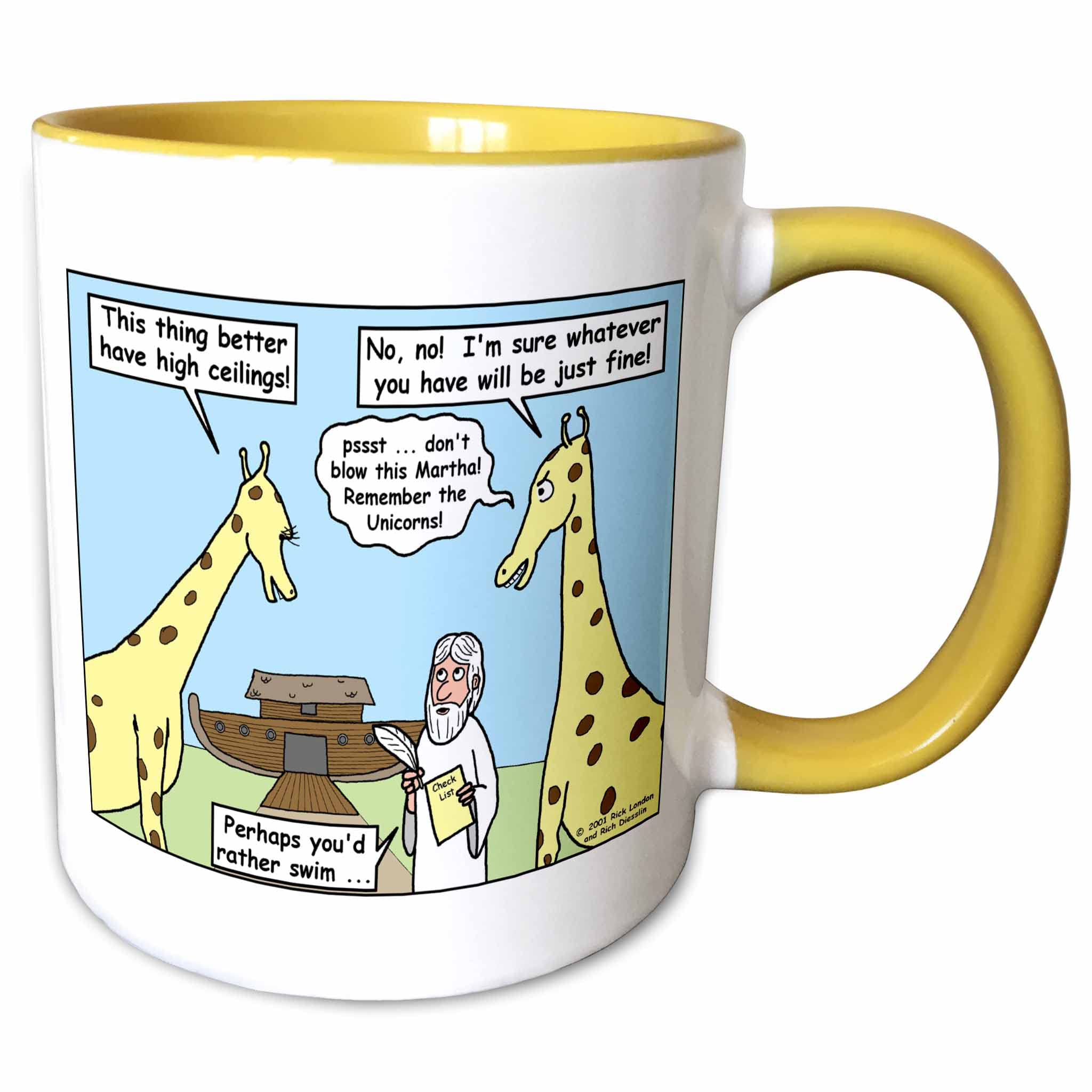 3D Rose Noah and the Giraffes Ceramic Coffee Mug - 11 oz Funny Animal Design, Perfect for Tea, Coffee, Hot Chocolate - Great Gift for Animal Lovers, Home & Office Use
