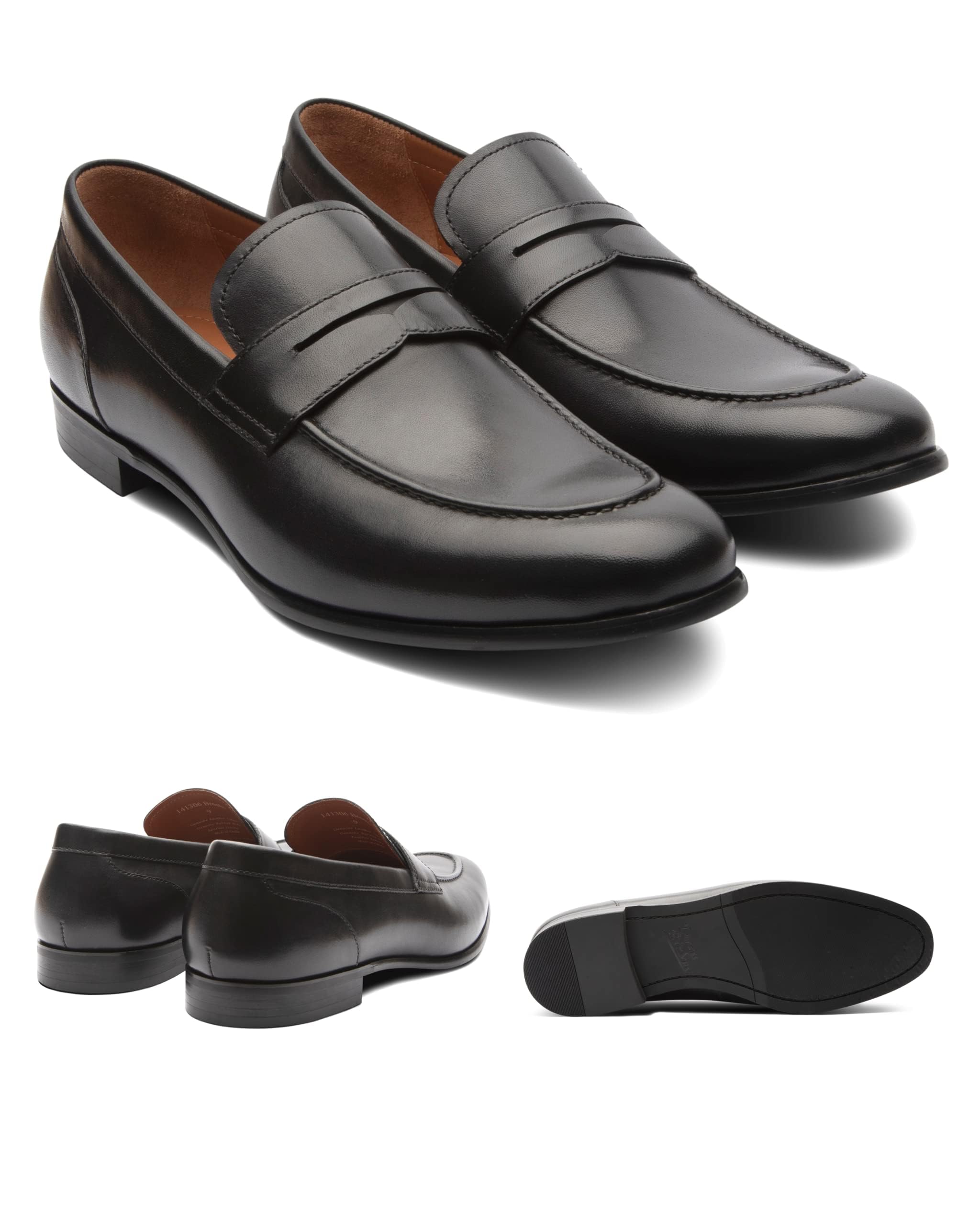 Dunross & Sons Men's Brookes Penny Loafer Slip-On Dress Shoes for Business & Formal Occasions - Comfortable Leather Loafers for Office, Wedding & Professional Events