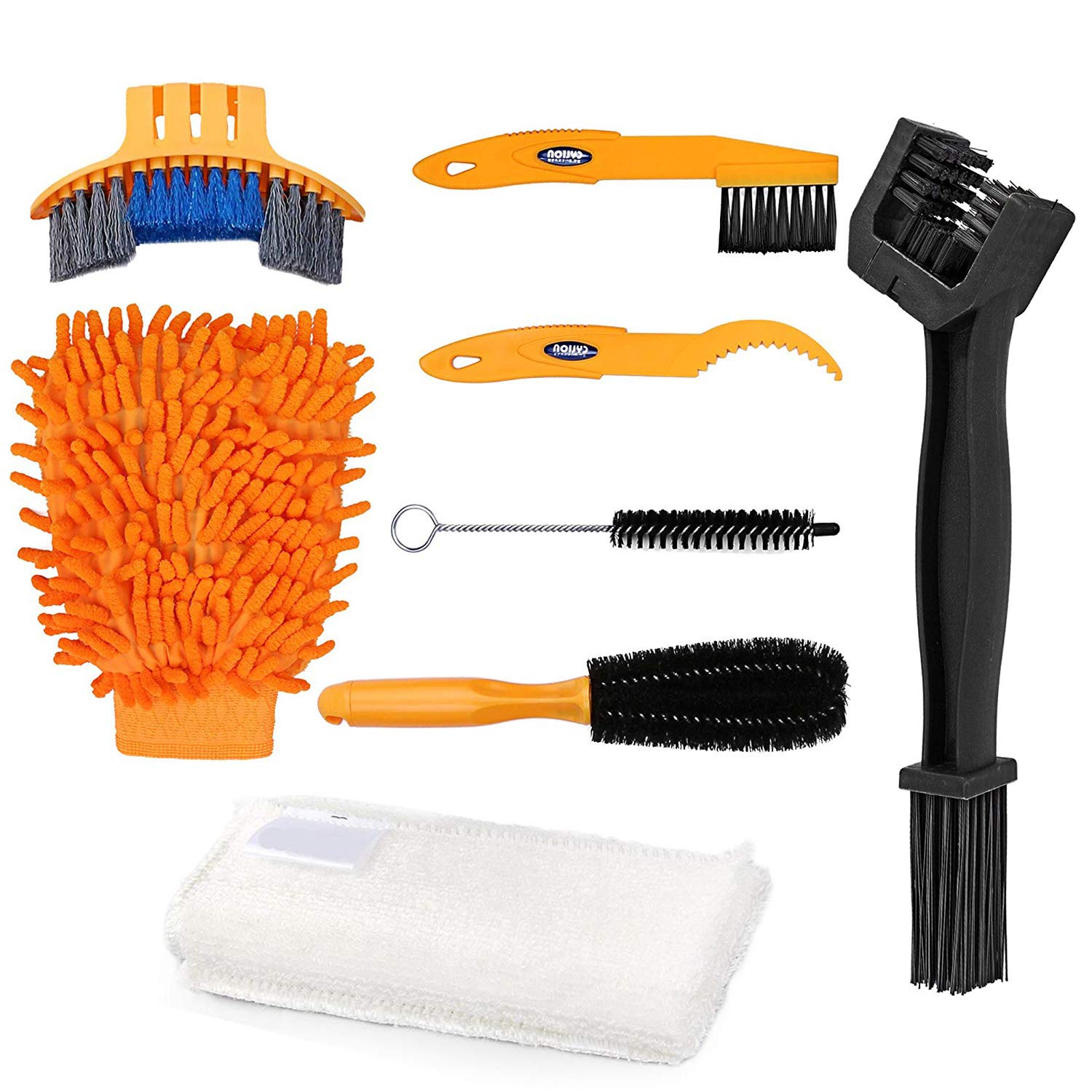 Oumers Bike Cleaning Brush Kit - Motorcycle & Bicycle Chain Cleaner Tool for Crank, Tire, Sprocket & Hard-to-Reach Areas - Durable Cycling Maintenance Brush Set Fits All Bikes - Perfect for Road, Mountain & Commuter Bike Cleaning